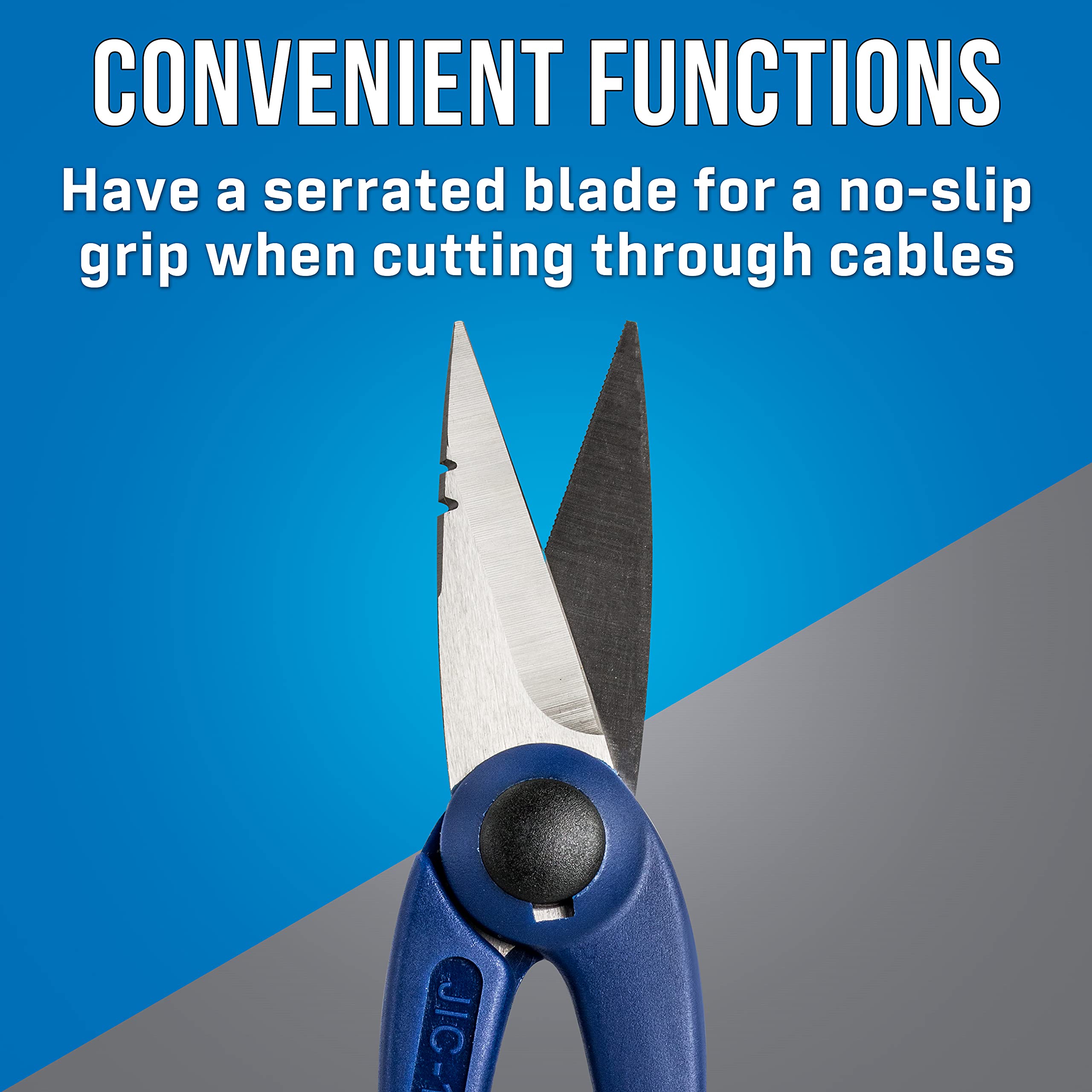 Jonard Tools JIC-195 Professional Stainless Steel Communication Scissors - Heavy Duty Wire Cutting Shears for Telecom, Network Cables & DIY Projects