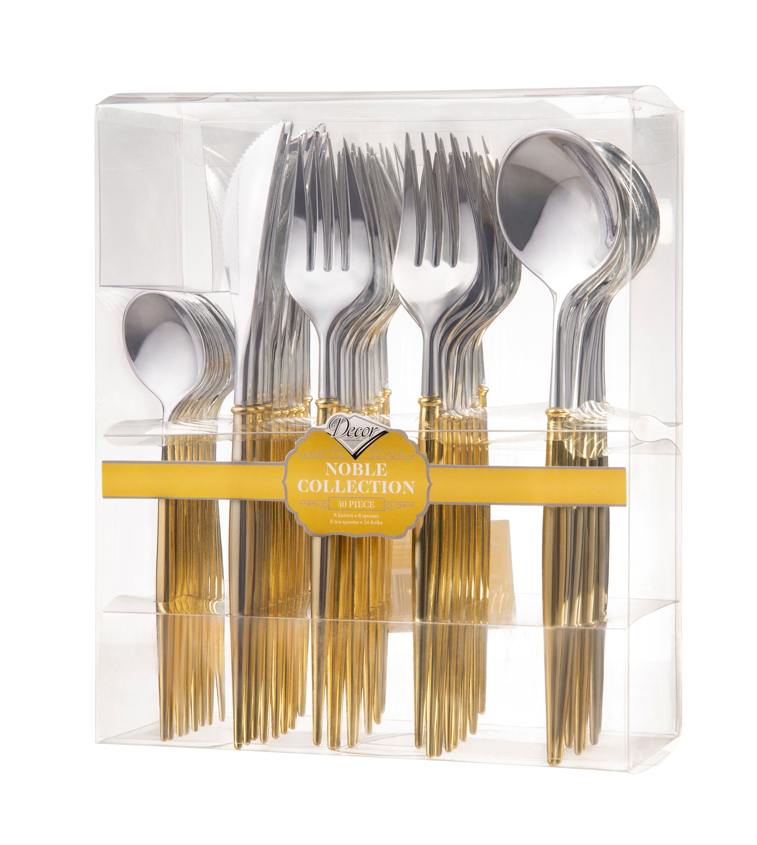 Premium 40-Piece Silver and Gold Flatware Set for 8 - Elegant Stainless Steel Cutlery Set for Formal Dining, Dinner Parties & Special Occasions - Dishwasher Safe Luxury Flatware
