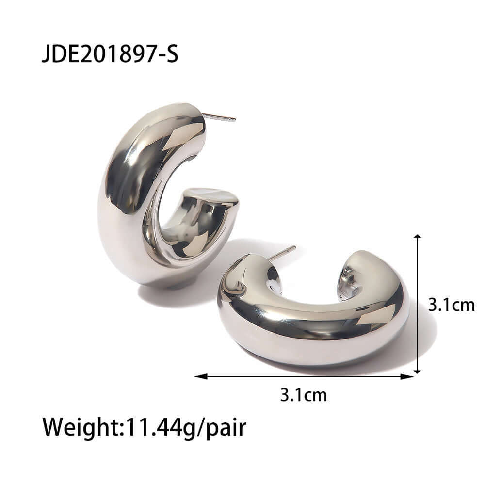 18K Gold Plated Bold Fat Thick Hoop Earrings for Women | Chunky Statement Hoops | JDE897 | Perfect for Parties, Weddings & Everyday Wear