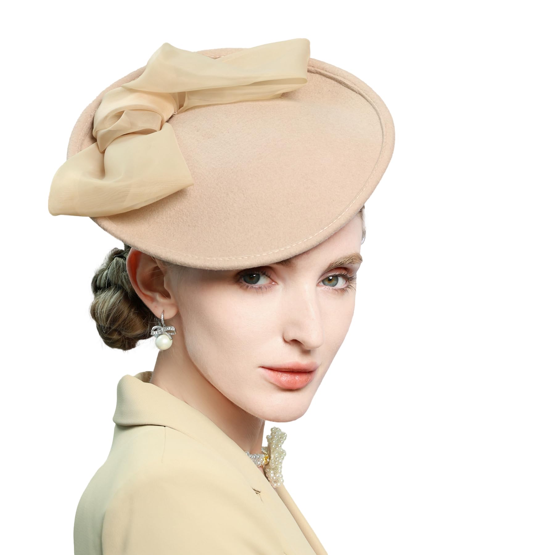 1920s Vintage Wool Felt Pillbox Hat for Women - British Style Bowknot Fascinator & Church Derby Hat - Perfect for Weddings, Tea Parties and Vintage Fashion Events