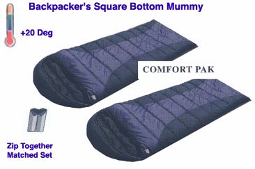 Premium 2-Pack Green High Peak Comfort Square Bottom Bags - Durable & Spacious for Camping, Hiking, and Outdoor Adventures