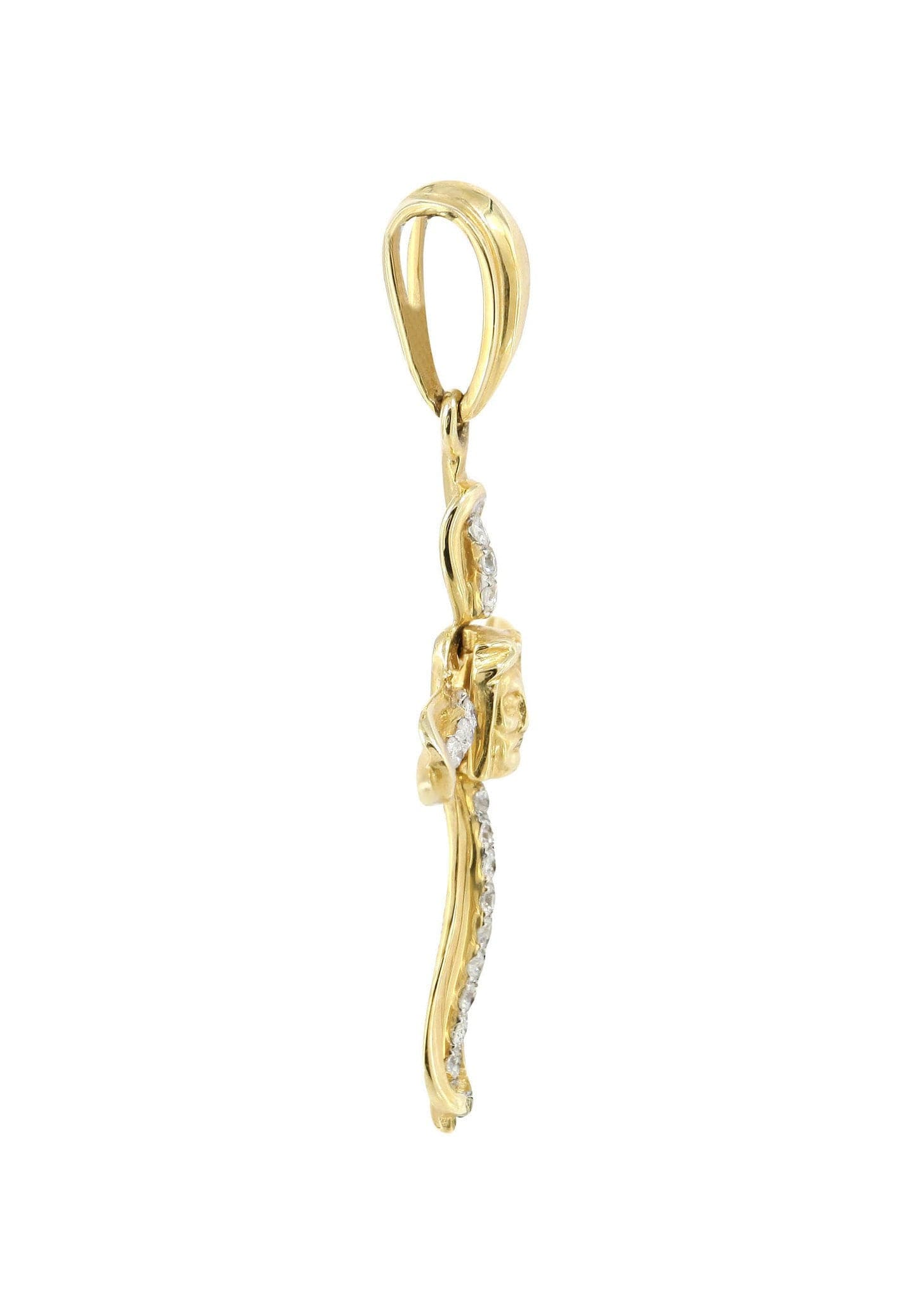 0.13 Carat Diamond Cross Pendant Necklace - 1.35 Grams 14K Gold Religious Jewelry for Women - Perfect for Baptism, First Communion & Everyday Wear
