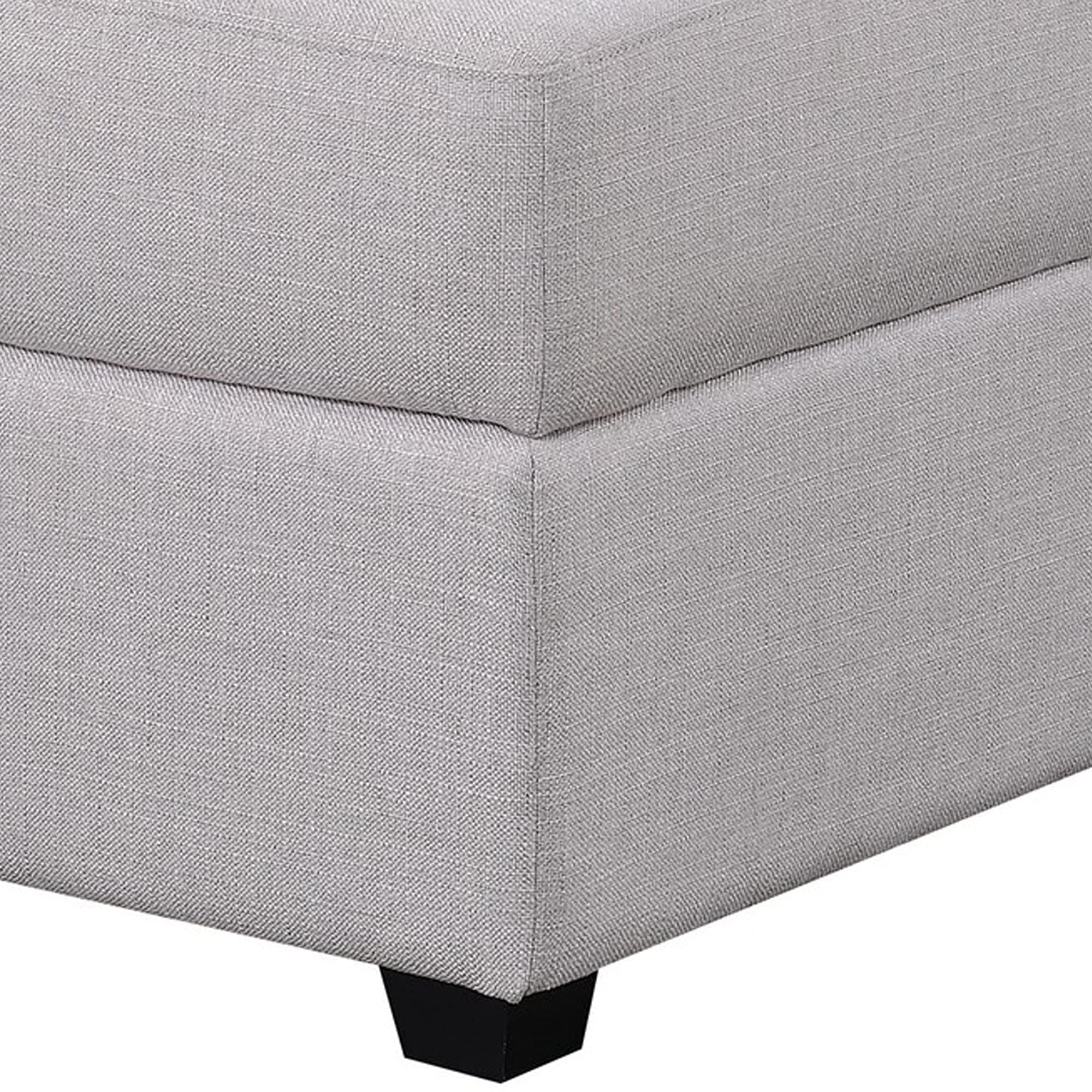 Benjara BM242077 Grey Fabric Upholstered Storage Ottoman with Tapered Legs - Perfect for Living Room, Bedroom & Home Organization