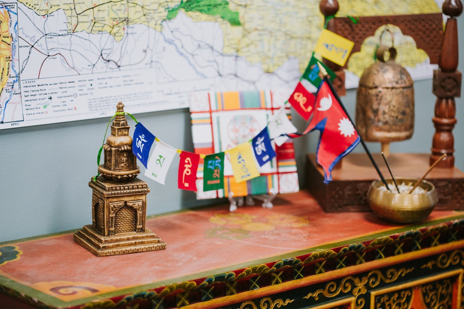 Premium Wooden Table Top Altar Stupa - Handcrafted Buddhist Meditation Decor for Home, Office & Spiritual Spaces