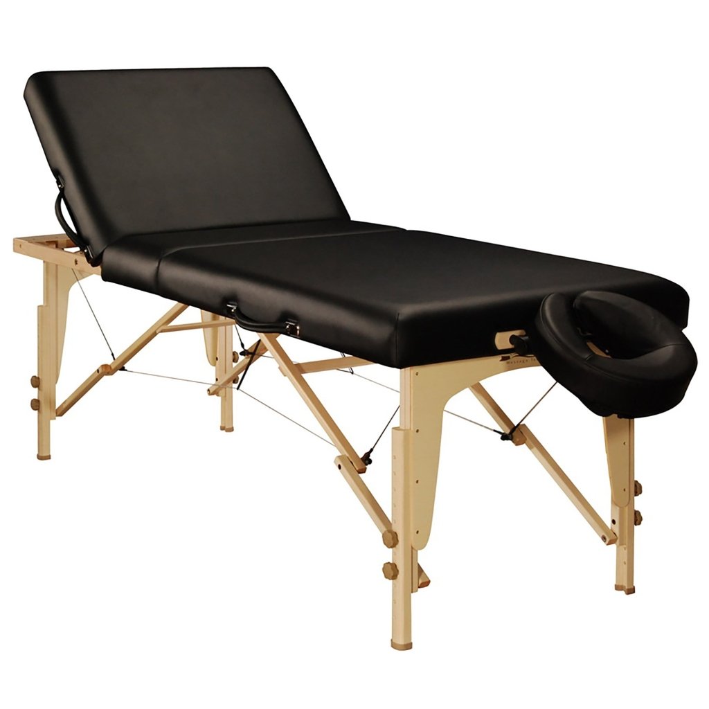 30'' Midas Tilt Portable Massage Table with Adjustable Backrest - Professional Black Massage Bed for Home Spa, Tattoo & Salon Use - Heavy Duty Foldable Therapy Table for Back Pain Relief & Relaxation