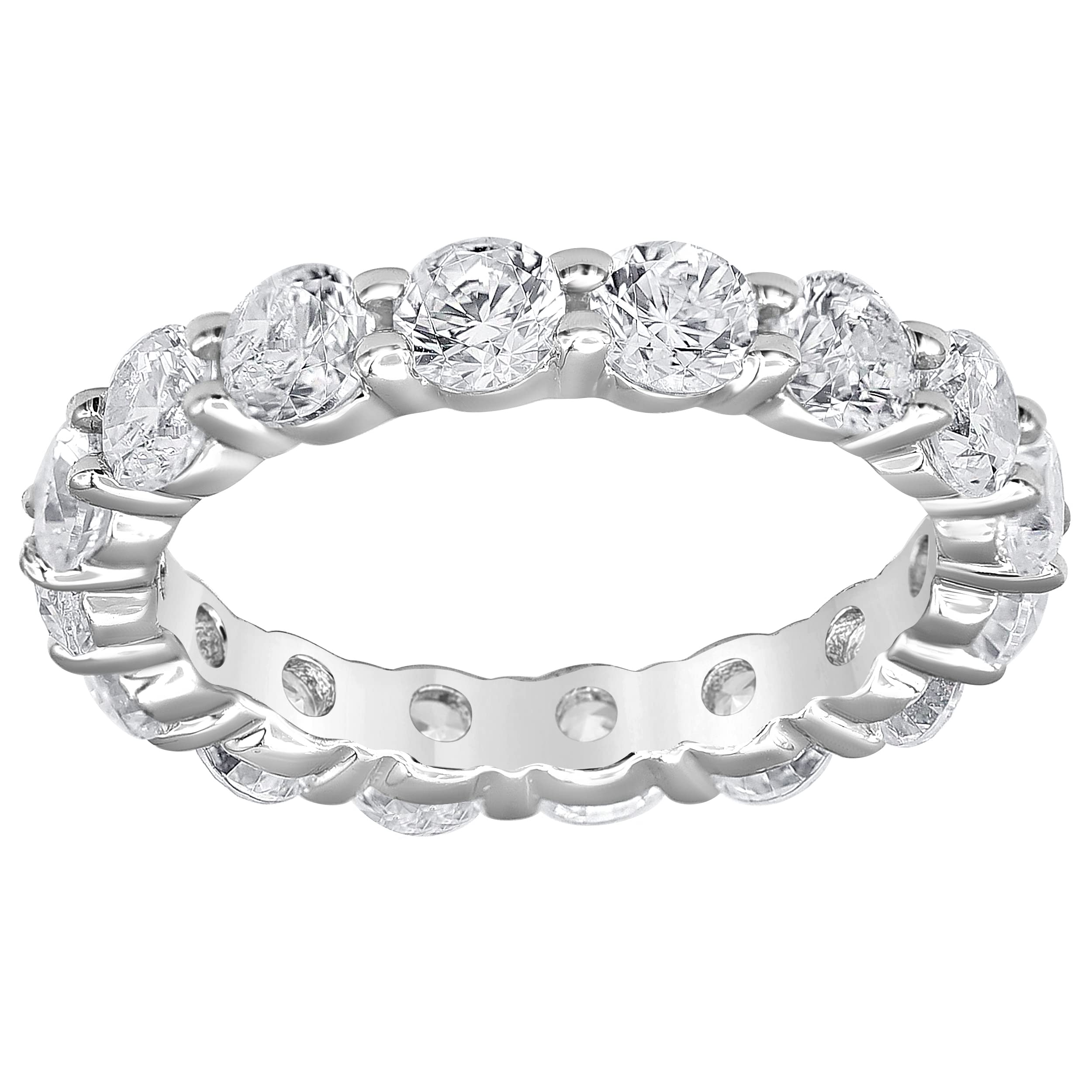 Round Cut Cubic Zirconia Sterling Silver Eternity Band Ring for Women | Classic Wedding & Anniversary Jewelry | Elegant Stackable Ring for Everyday Wear | Gift Box Included