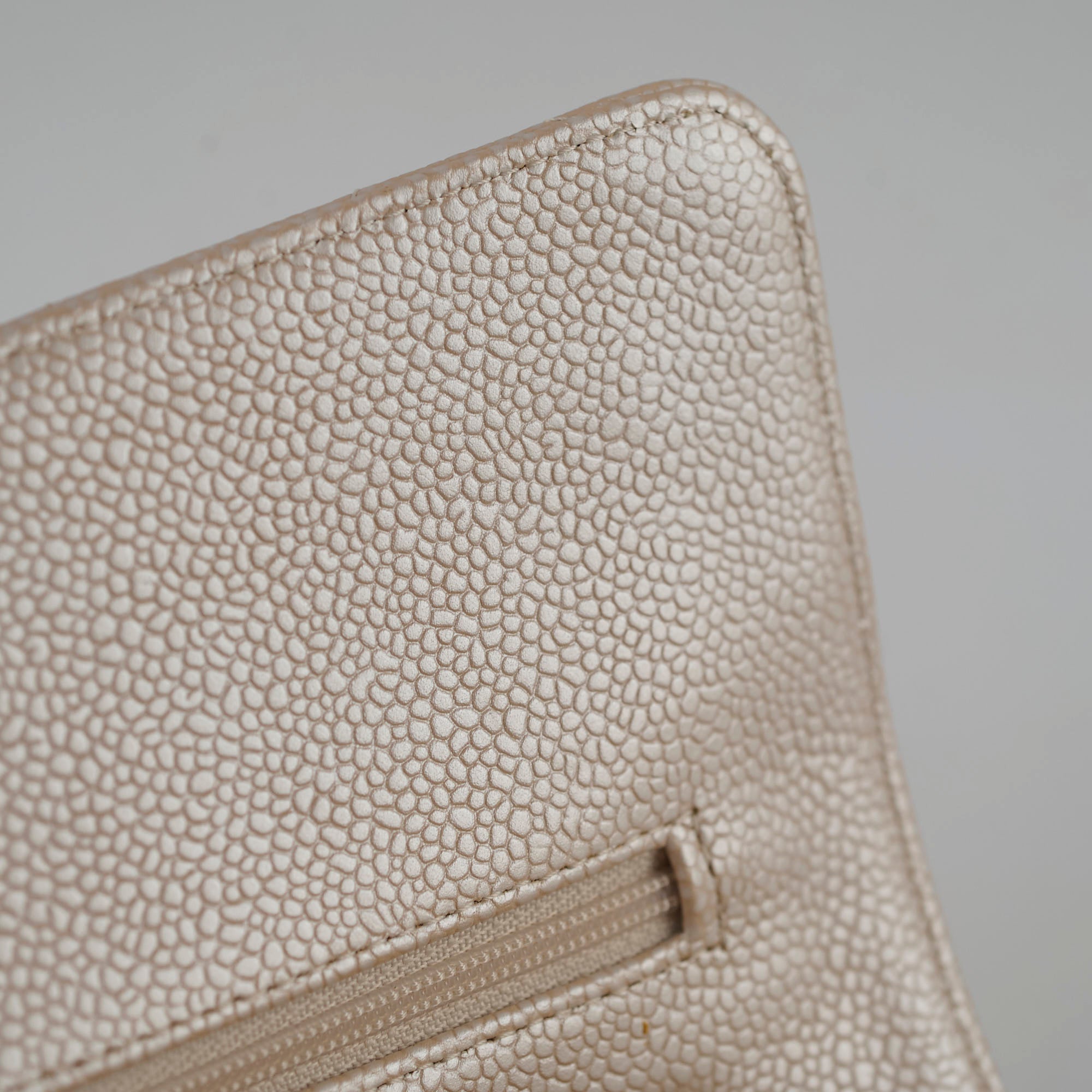 Chanel 12P Classic Flap Medium/Large M/L Pearly Beige Caviar Leather Bag (16 Series) - Luxury Designer Handbag for Women, Perfect for Evening Parties & Special Occasions