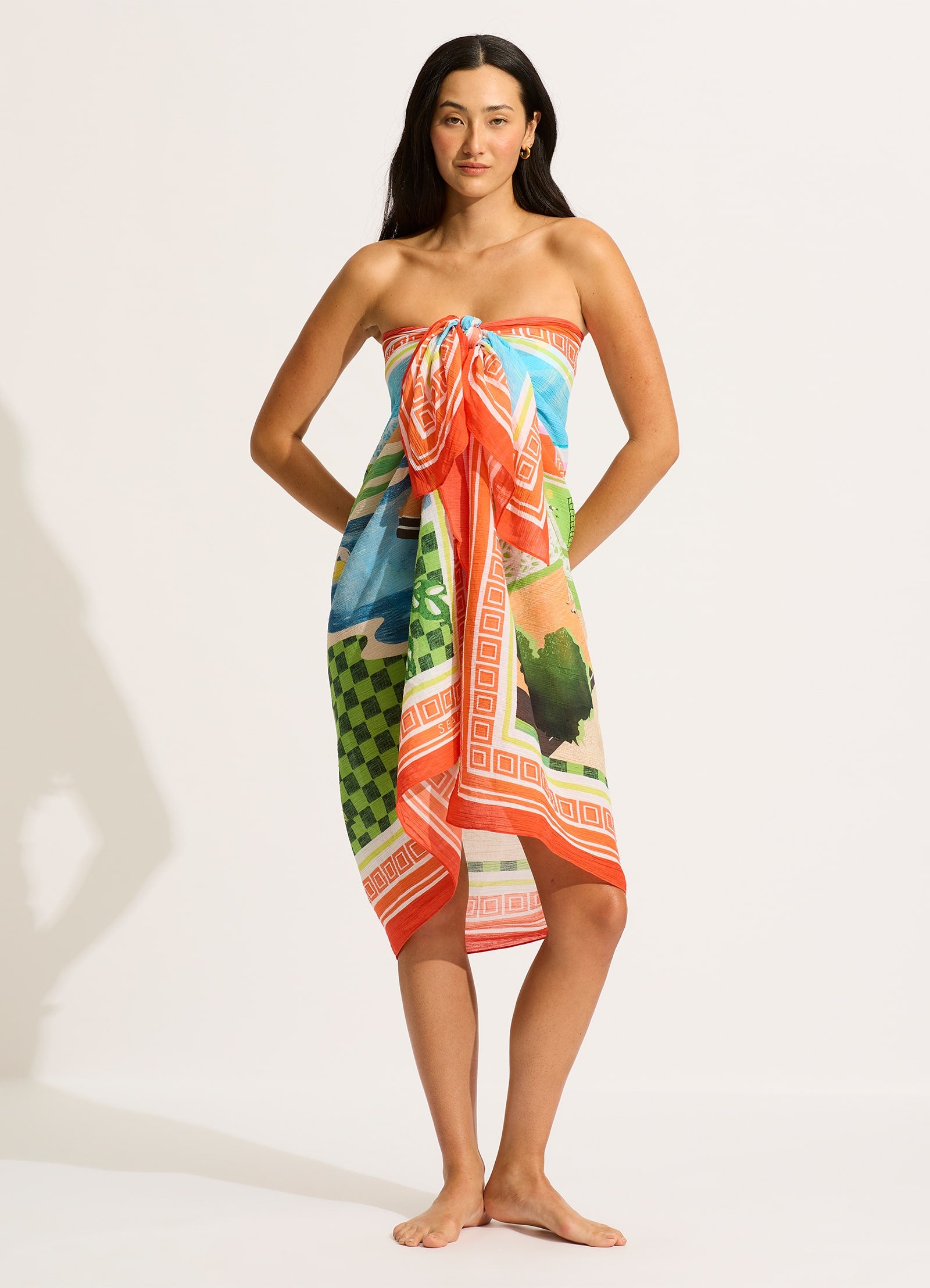 Turquoise Sunset Sarong - Stylish Beach Wrap for Women, Perfect for Poolside, Vacation & Summer Outfits