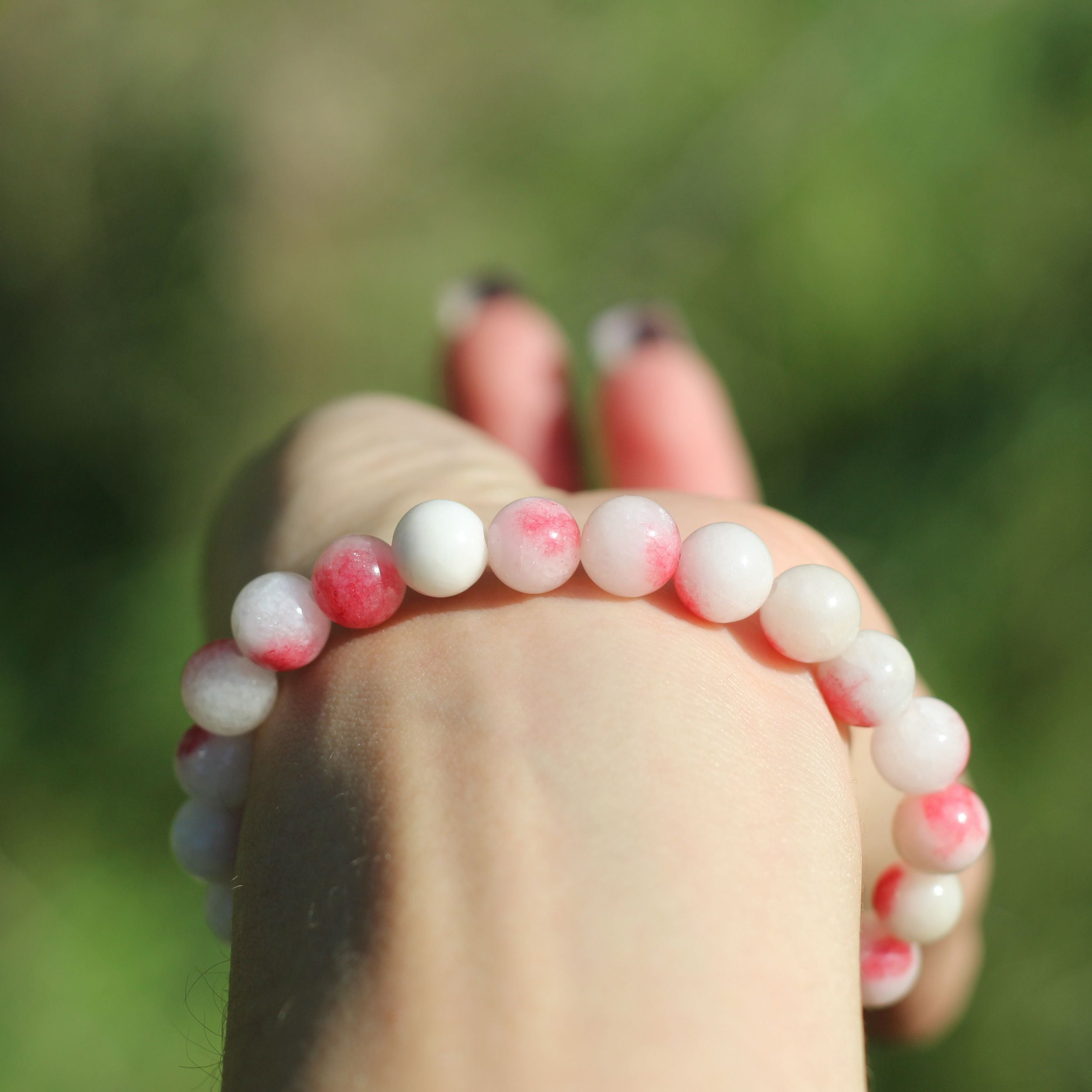 Natural Peach Jade Stone Bracelet for Women - Healing Crystal Jewelry for Meditation, Yoga & Positive Energy