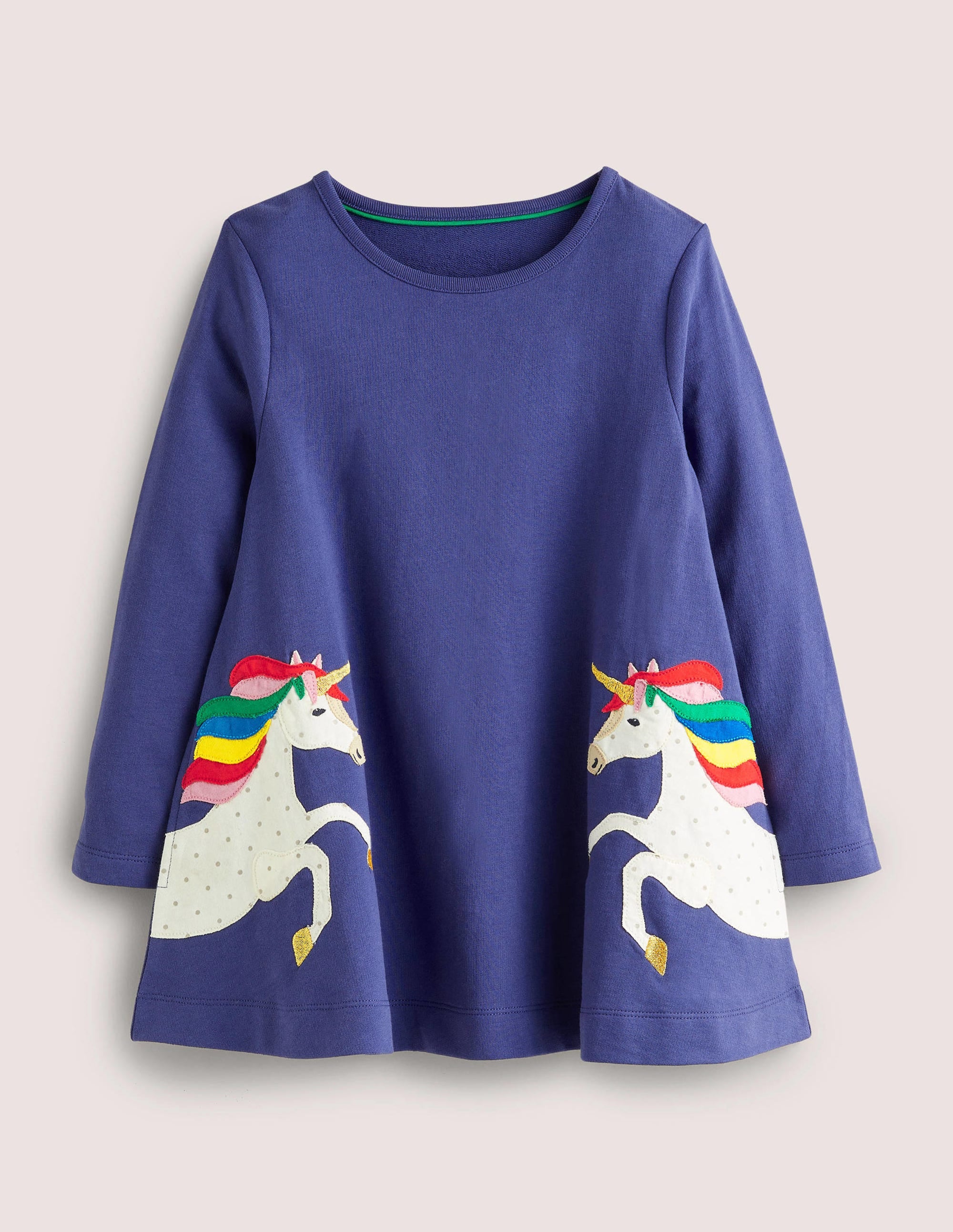 Appliqué Tunic in Starboard Blue with Unicorn Design - Perfect for Casual Wear, Parties, and Festive Occasions