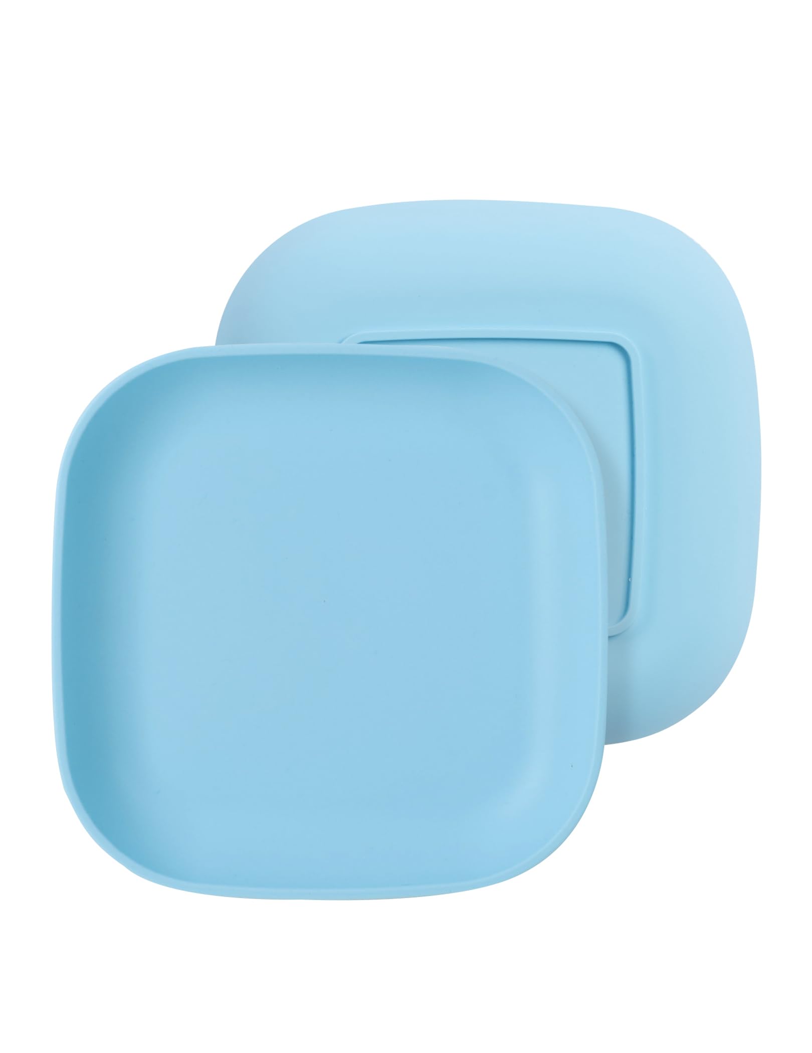 BPA Free Silicone Toddler Plates - 2 Pack Undivided Baby Self Feeding Utensils | Microwave, Oven & Dishwasher Safe | Non-Slip Design for High Chairs | Perfect for Daycare, Home & Travel (Sea Blue)