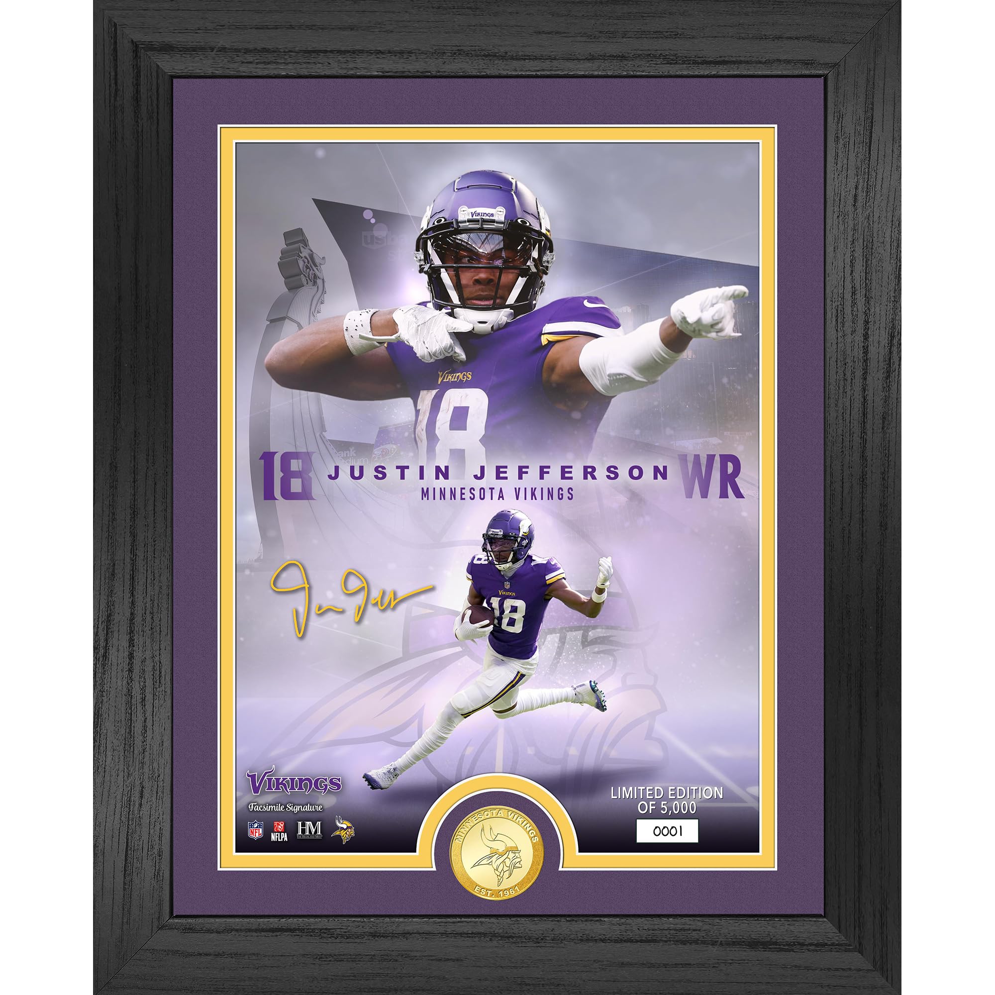 NFL Legends Coin Photo Frame 13'' x 16'' - Highland Collection | Perfect for Sports Memorabilia Display, Man Cave Decor & Football Fan Gifts