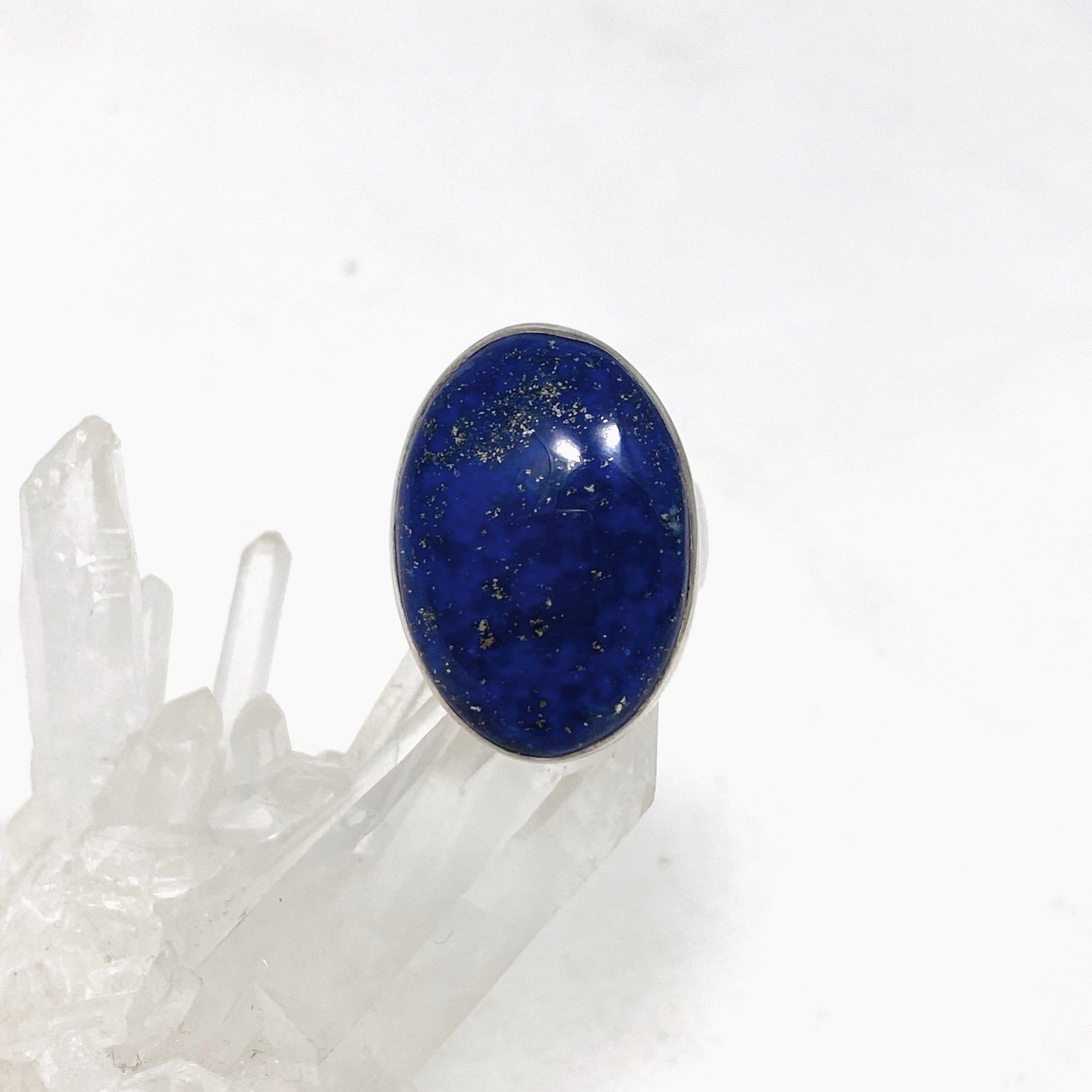 Lapis Lazuli Oval Ring Size 7 - Genuine Natural Stone Jewelry for Women | KRGJ2049 | Perfect for Meditation, Spiritual Healing & Boho Fashion