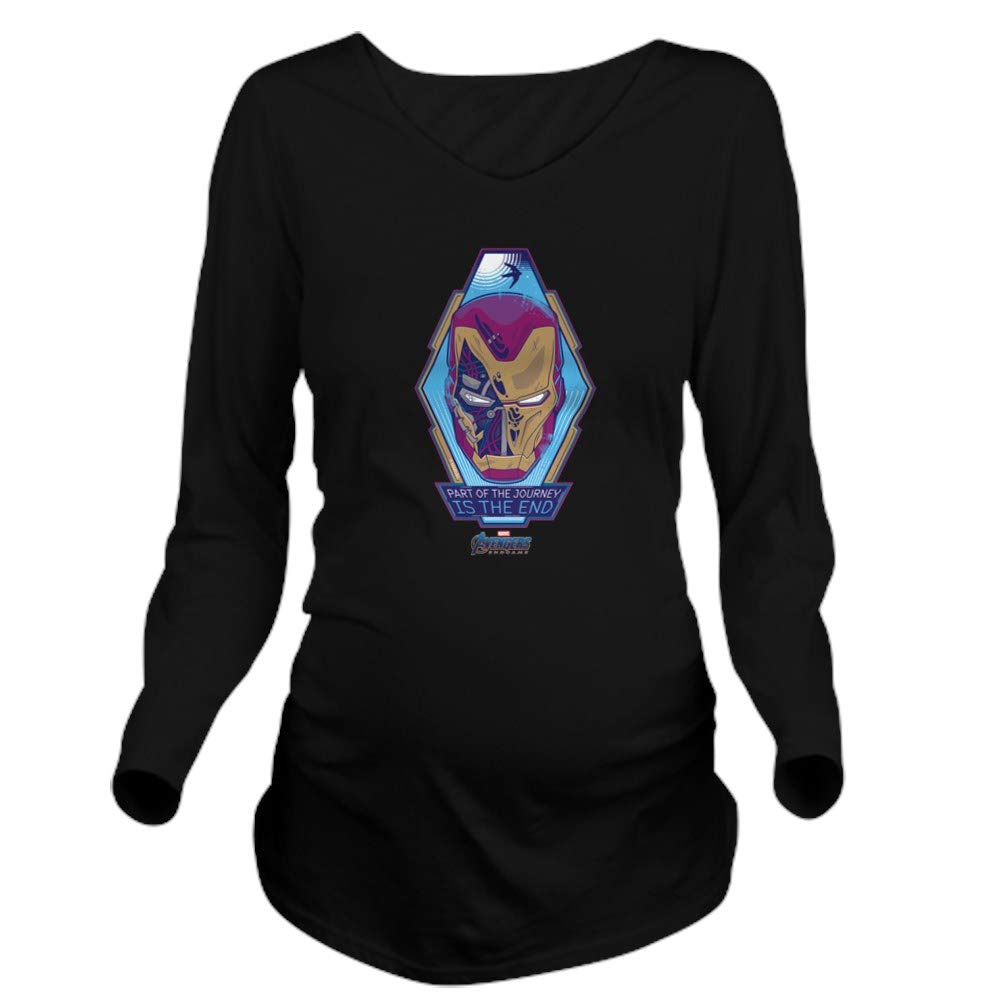 Iron Man Head Long Sleeve Maternity T-Shirt for Pregnant Women | Superhero Pregnancy Apparel | Comfortable Cotton Tee for Marvel Fans & Expecting Moms | Perfect for Casual Wear, Baby Showers & Comic Conventions