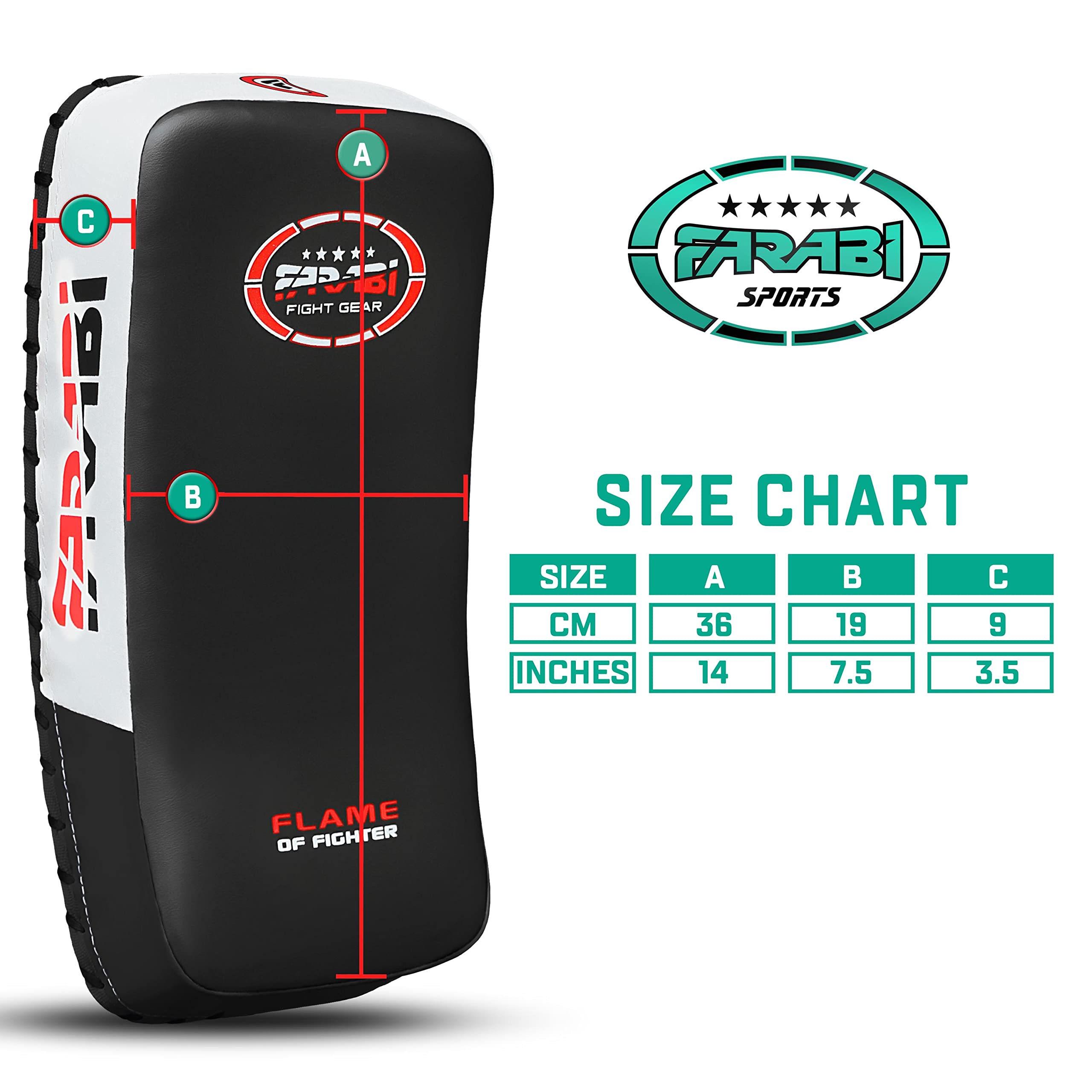 Farabi Thai Pad Training Kick Pad - Curved Coaching Pad for Muay Thai, MMA & Kickboxing - Durable Martial Arts Equipment for Training & Fitness (Single Unit) - Perfect for Gyms, Home Workouts & Professional Fighters