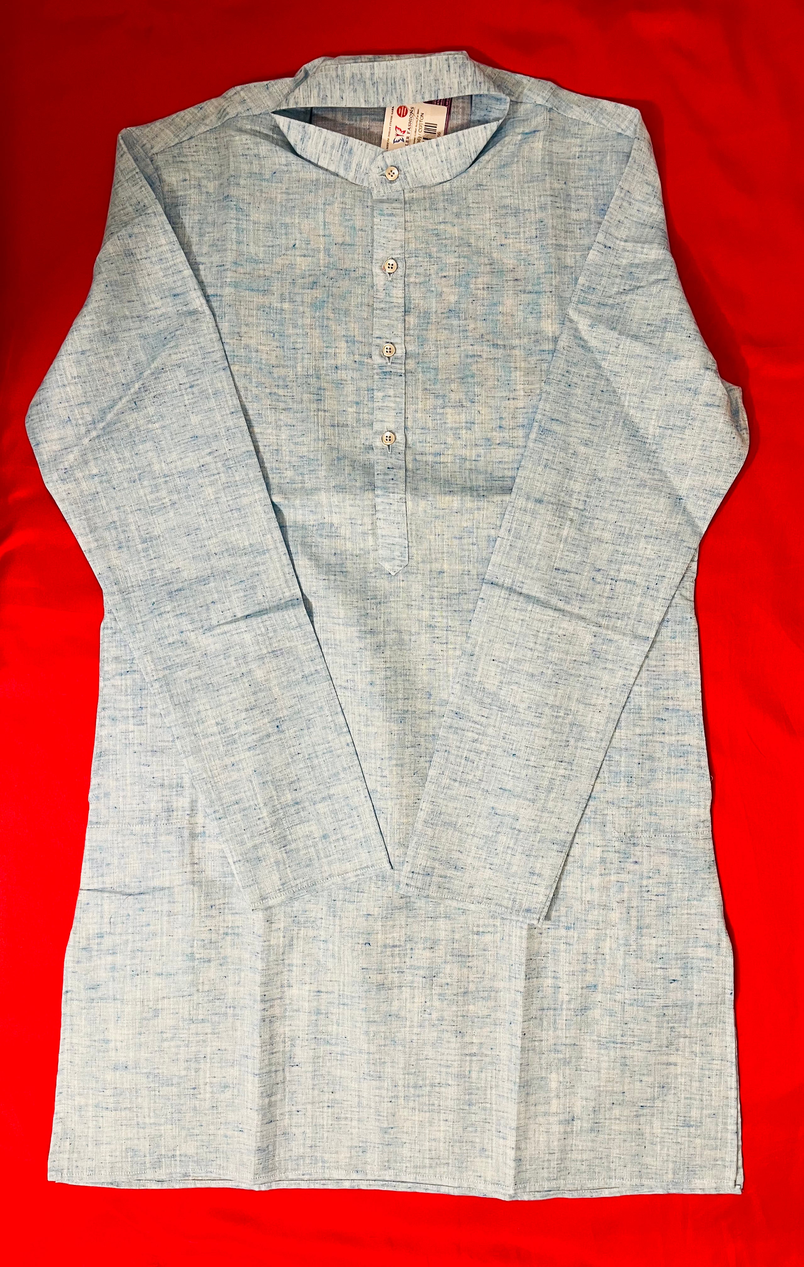 Stylish Light Blue Cotton Kurta for Men - Comfortable Traditional Indian Tunic for Festivals, Weddings & Casual Wear