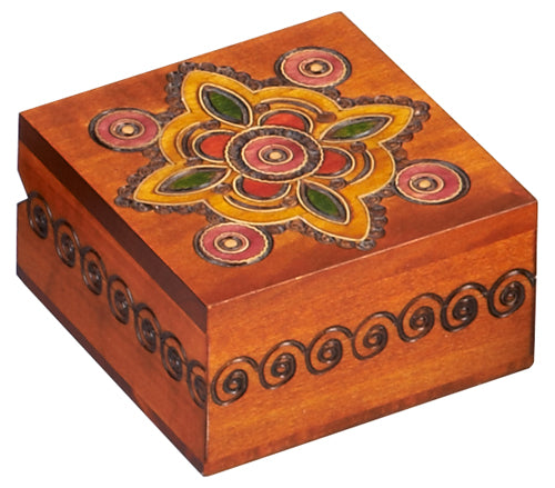 Handcrafted Wooden Jewelry Box with Intricate Medallion Design - Perfect for Storing Rings, Necklaces & Keepsakes