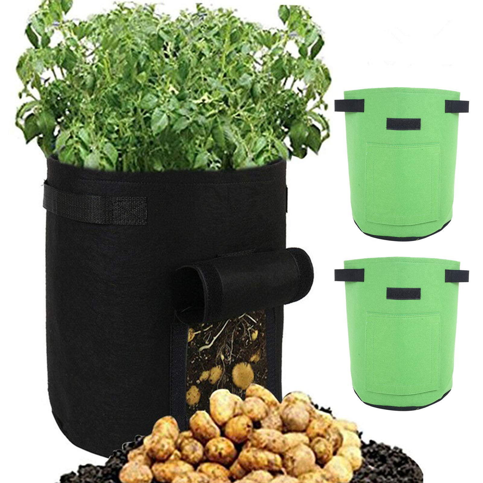 **Green Planting Bags for Vegetables & Plants - Durable Grow Container Pots, Home Garden Tools for Indoor & Outdoor Gardening - Perfect for Balcony, Patio, and Backyard Use**