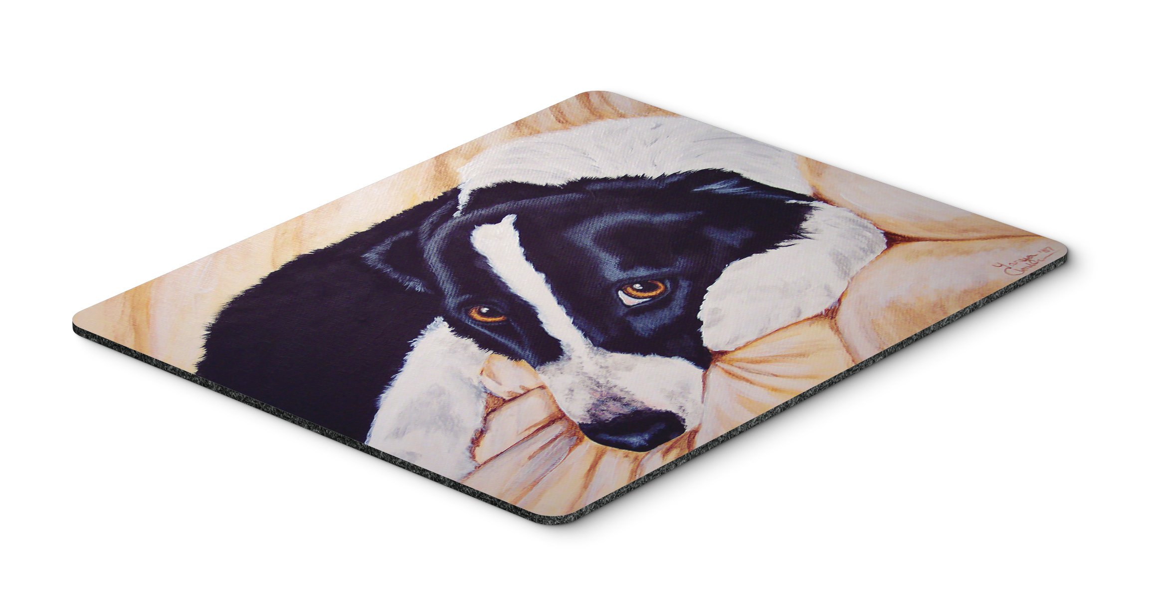 Caroline's Treasures AMB1080MP Washable Large Mouse Pad - Naptime Border Collie Design for Home Office, Gaming & Computer Use | Non-Slip Desk Mat, Hot Pad & Trivet for Laptop Workstations