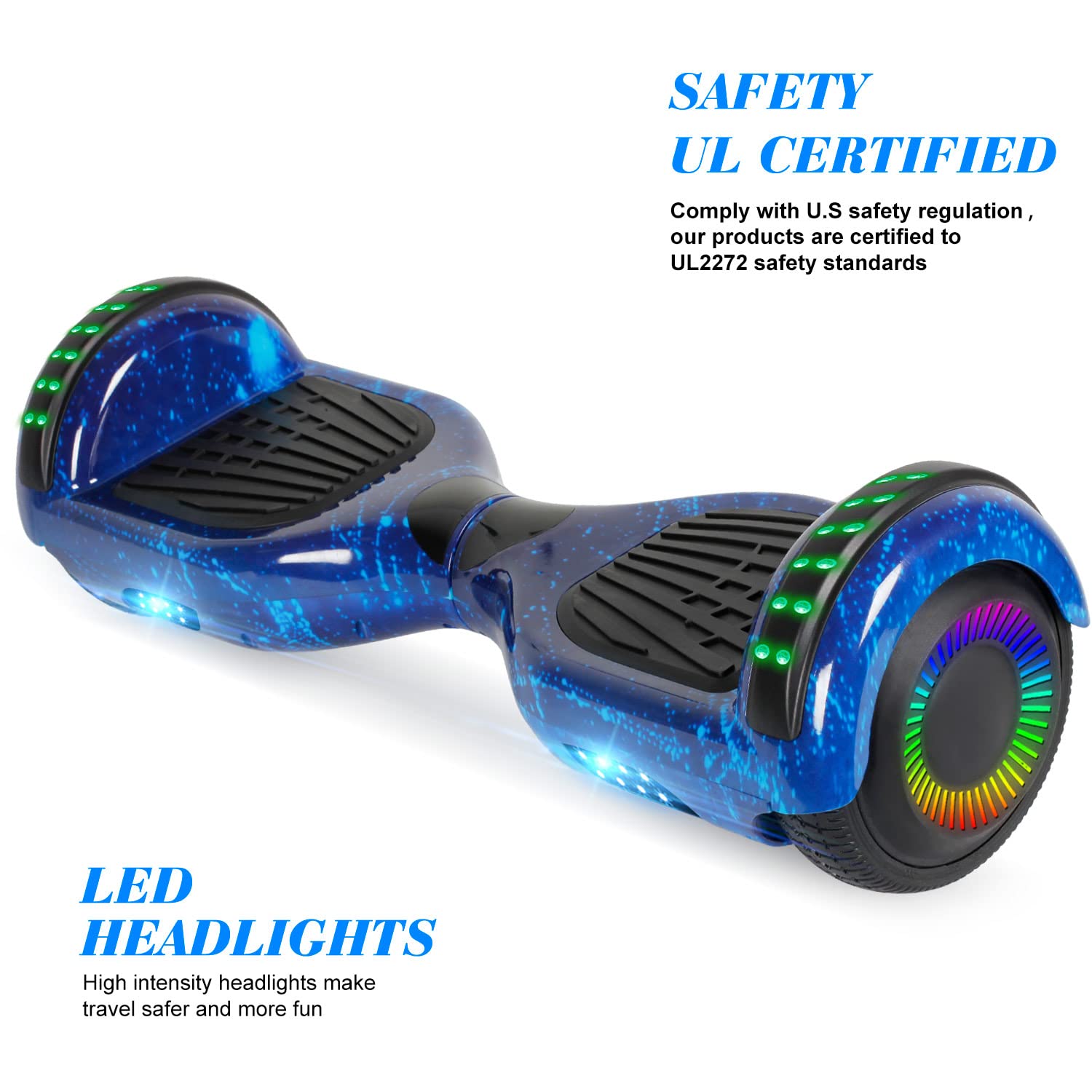 6.5 Inch Self Balancing Hoverboard with Bluetooth & LED Lights - Electric Scooter for Kids & Teens - Perfect for Commuting, Campus Travel & Outdoor Fun