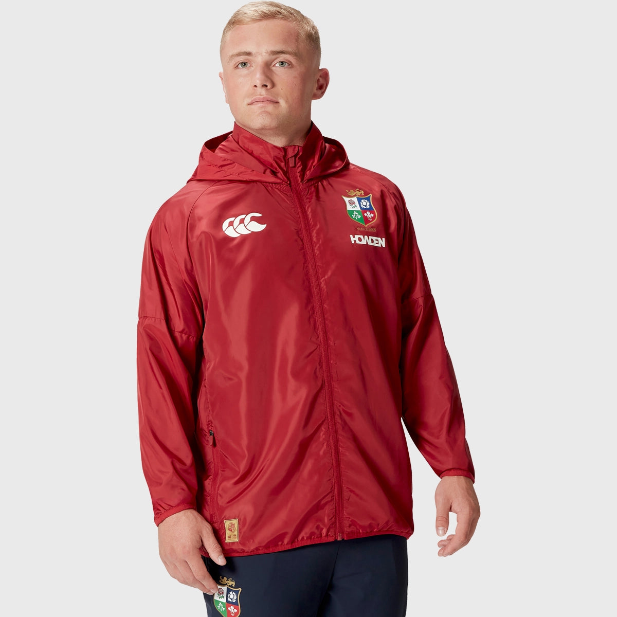 Canterbury British & Irish Lions Men's Waterproof Rain Jacket - Red Windproof Lightweight Outdoor Coat for Rugby Fans & Hiking Enthusiasts