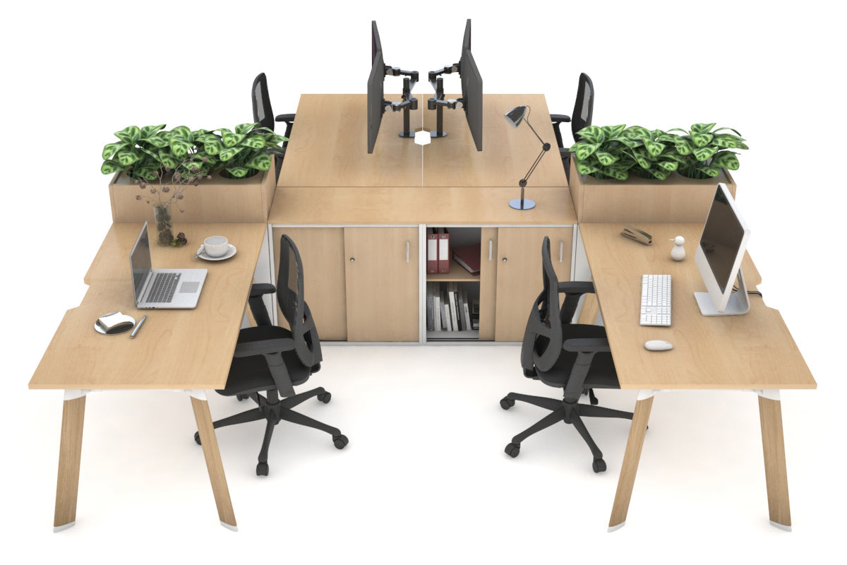 4-Person Switch Workstation with Uniform Spine & Cable Management - 1800L x 800W (4 Units) - Ideal for Office, Coworking Spaces & Home Offices