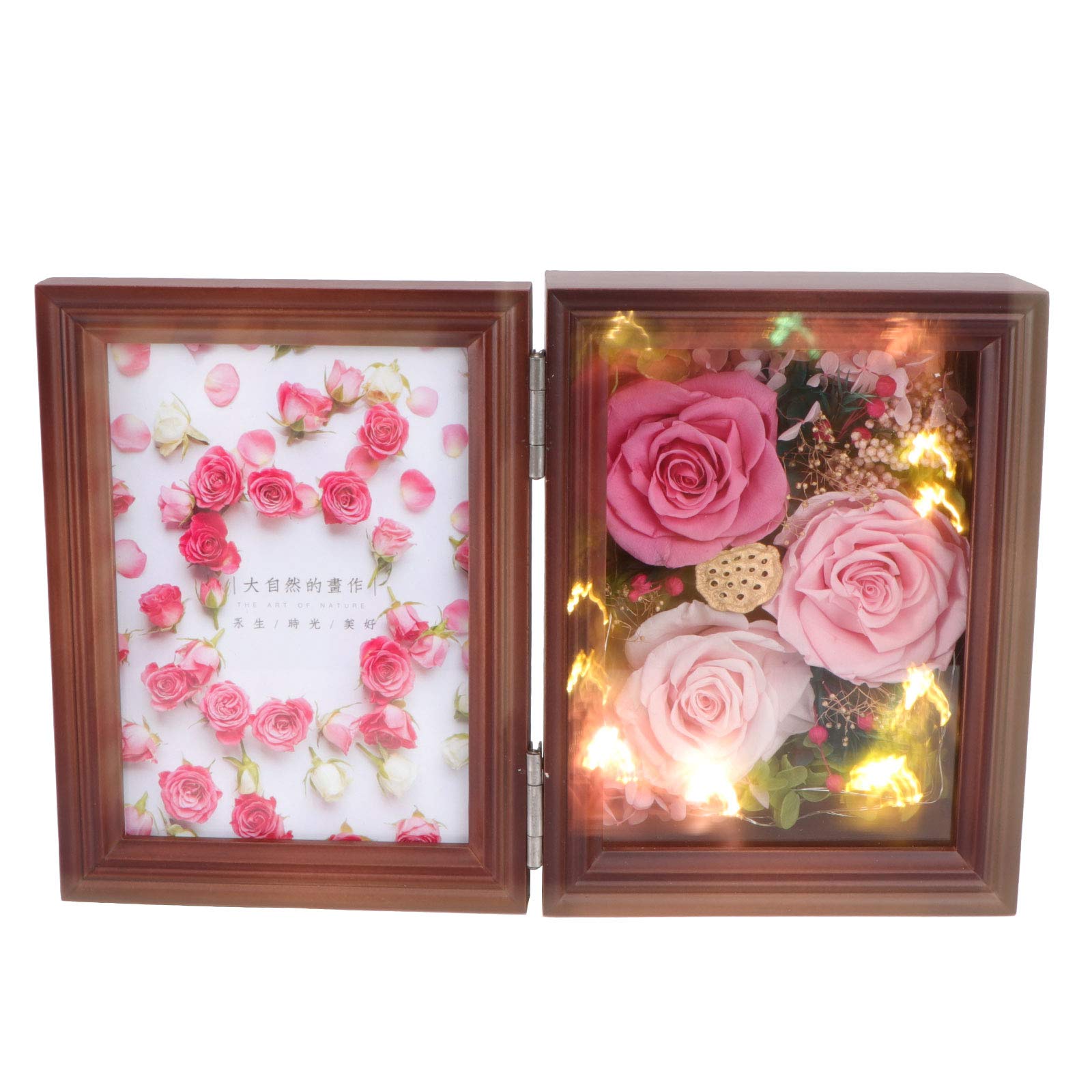 Amosfun Dried Flower Photo Frame - Rustic Wooden Picture Holder for Wall Decor, Wedding, Anniversary & Christmas Gifts | Home Office Desk Display, Party Supplies, Seasonal Holiday Decoration