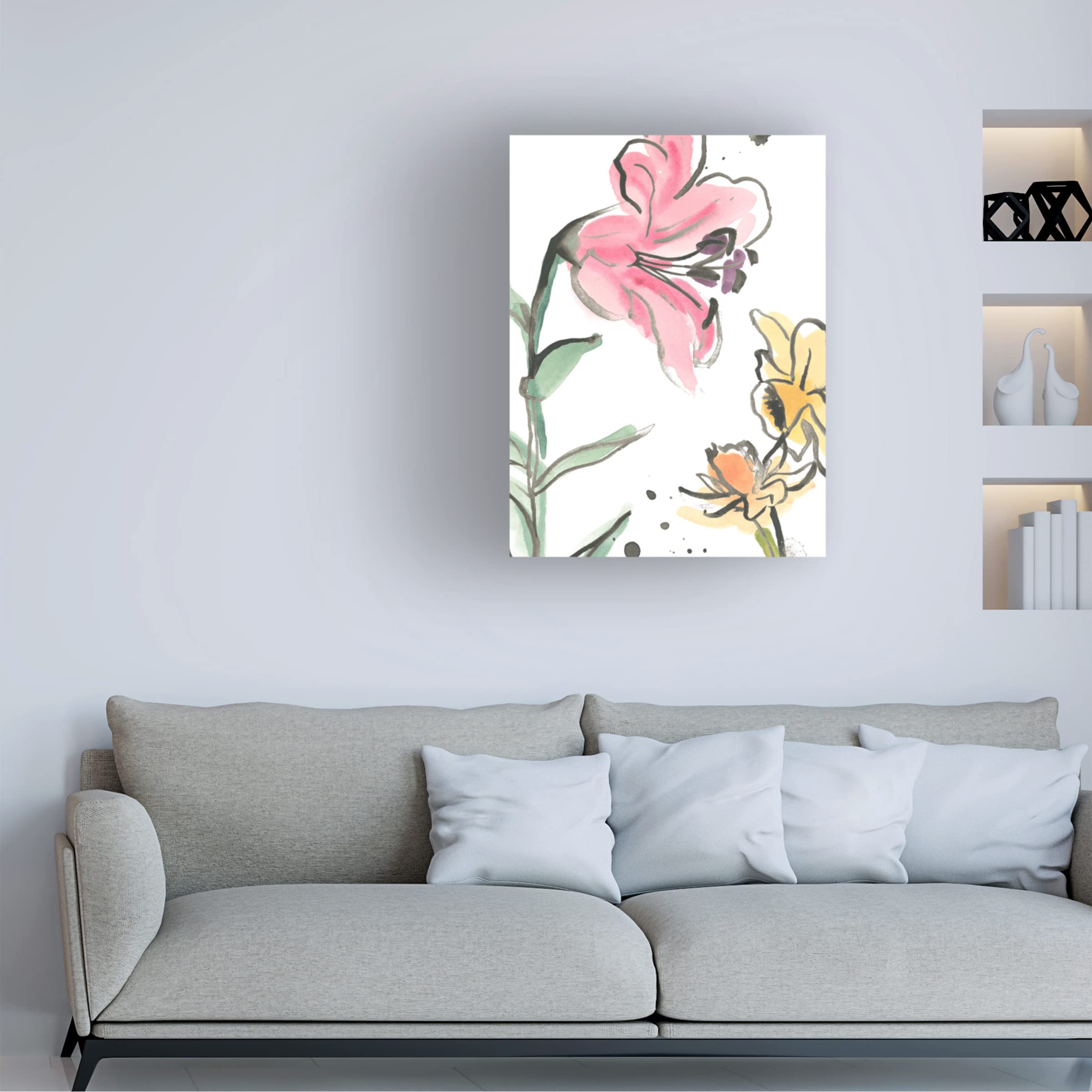 Trademark Fine Art 'Ink Wash Garden V' Canvas Wall Art Print by June Erica Vess - Modern Asian Landscape Painting for Living Room, Bedroom & Office Decor