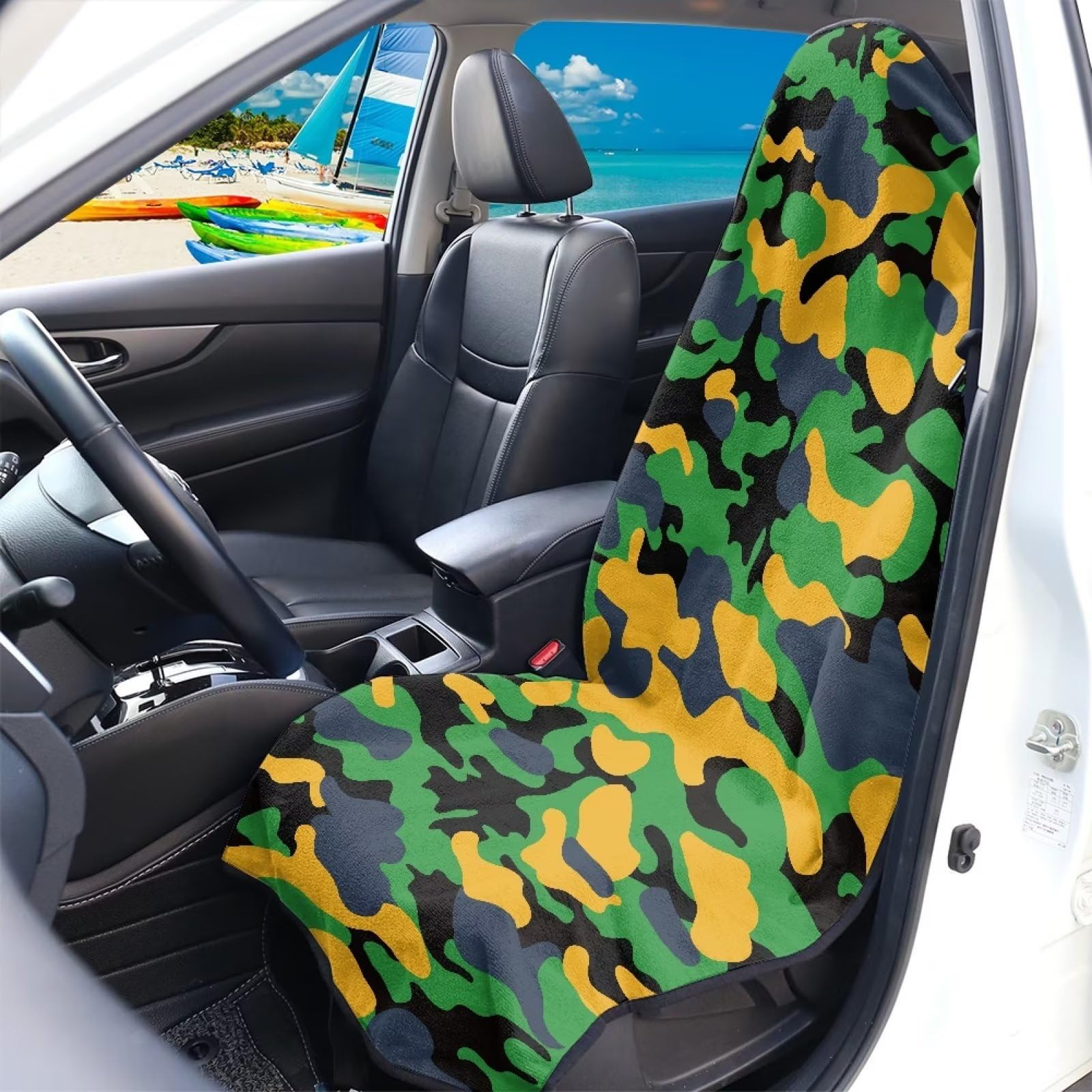 Army Green Camo Waterproof Car Seat Cover - Universal Fit for Cars, Trucks, SUVs & Vans | Washable Sweat-Resistant Seat Protector | Perfect for Gym, Swimming, Yoga & Outdoor Activities