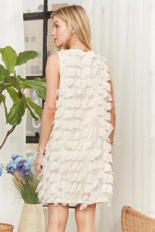 3D Petal Sleeveless Shift Dress for Women - Floral Resort Wear for Beach Vacation & Summer Parties