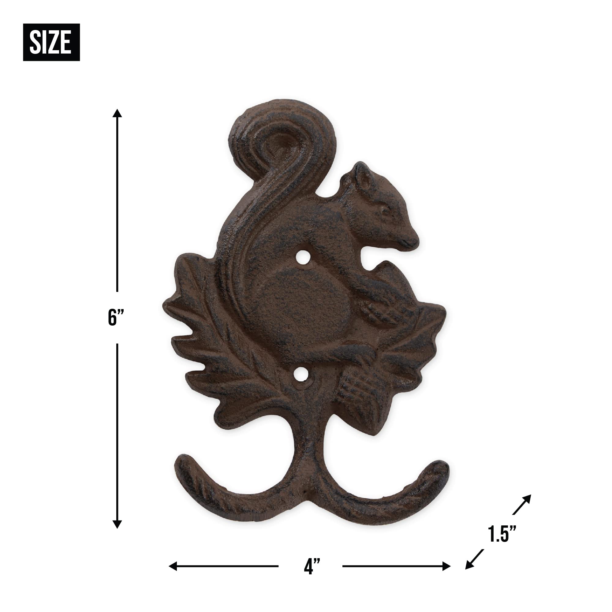 DII Decorative Cast Iron Wall Hook Collection - Rustic Chipmunk Design for Coats, Hats & Keys | Perfect for Entryway, Mudroom & Cabin Decor