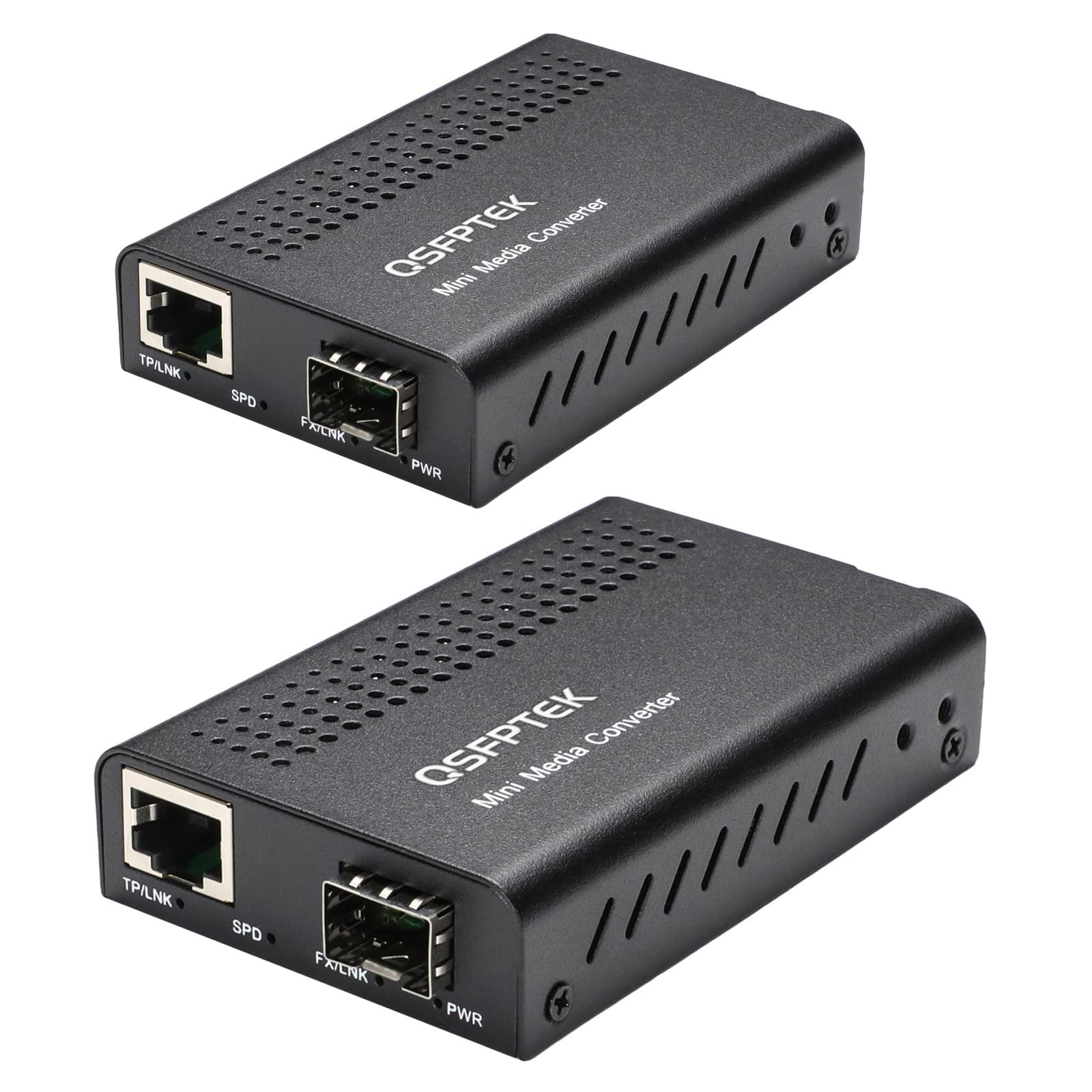 10G Mini Media Converter - 10 Gigabit Fiber to Copper UTP Converter, Unmanaged 1x RJ45 (100M/1G/2.5G/5G/10GBase-T) to 1x SFP+ (10GBase-X) Slot Ethernet Converter - 2 Pack for High-Speed Data Centers & Enterprise Networks