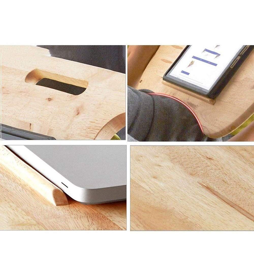 Premium Large Bamboo Lap Desk for Laptop with Cushion & Handle - Portable Laptop Stand, Writing Tray for Sofa, Bed, Reading - Perfect for Work, Study & Relaxation at Home or Office