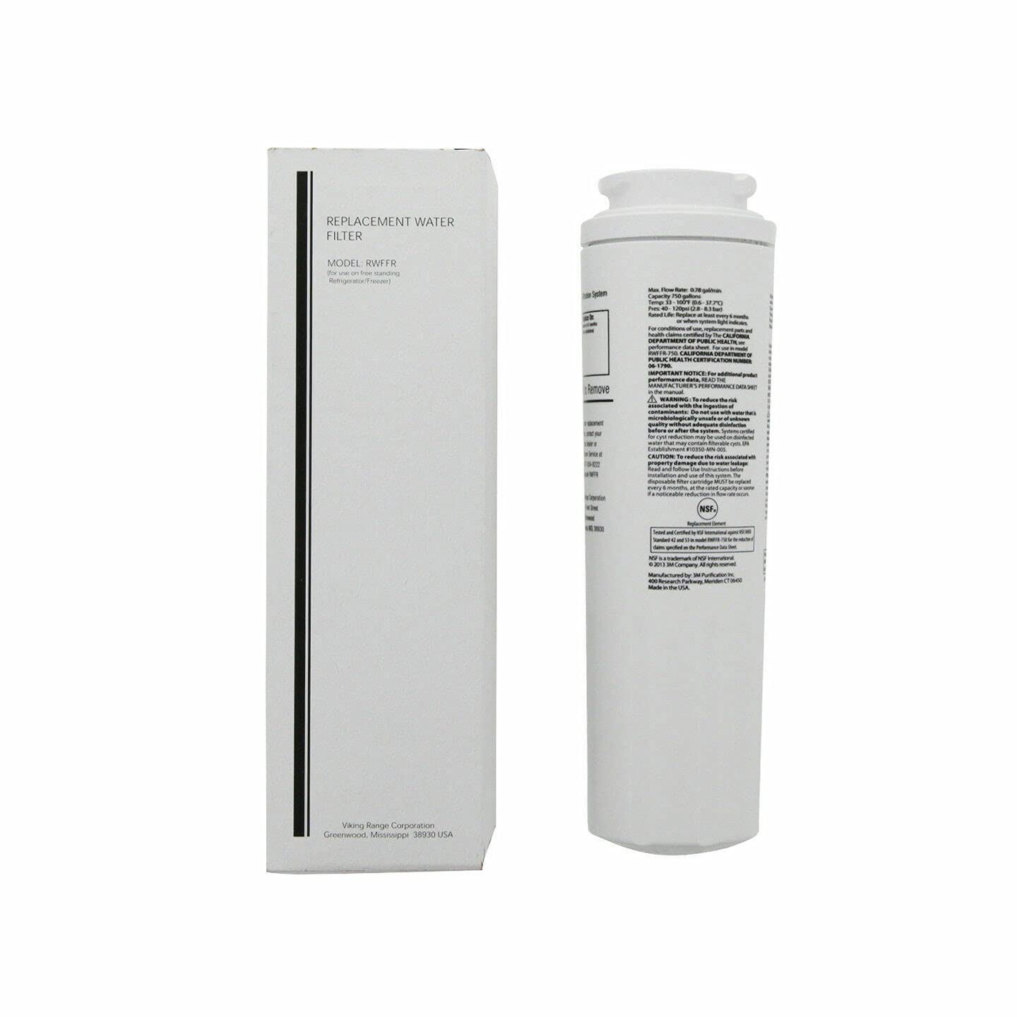 Viking RWFFR Refrigerator Water Filter Replacement - NSF Certified, 6-Month Filter, Reduces 99% Contaminants - Perfect for Clean Drinking Water & Ice Maker Use
