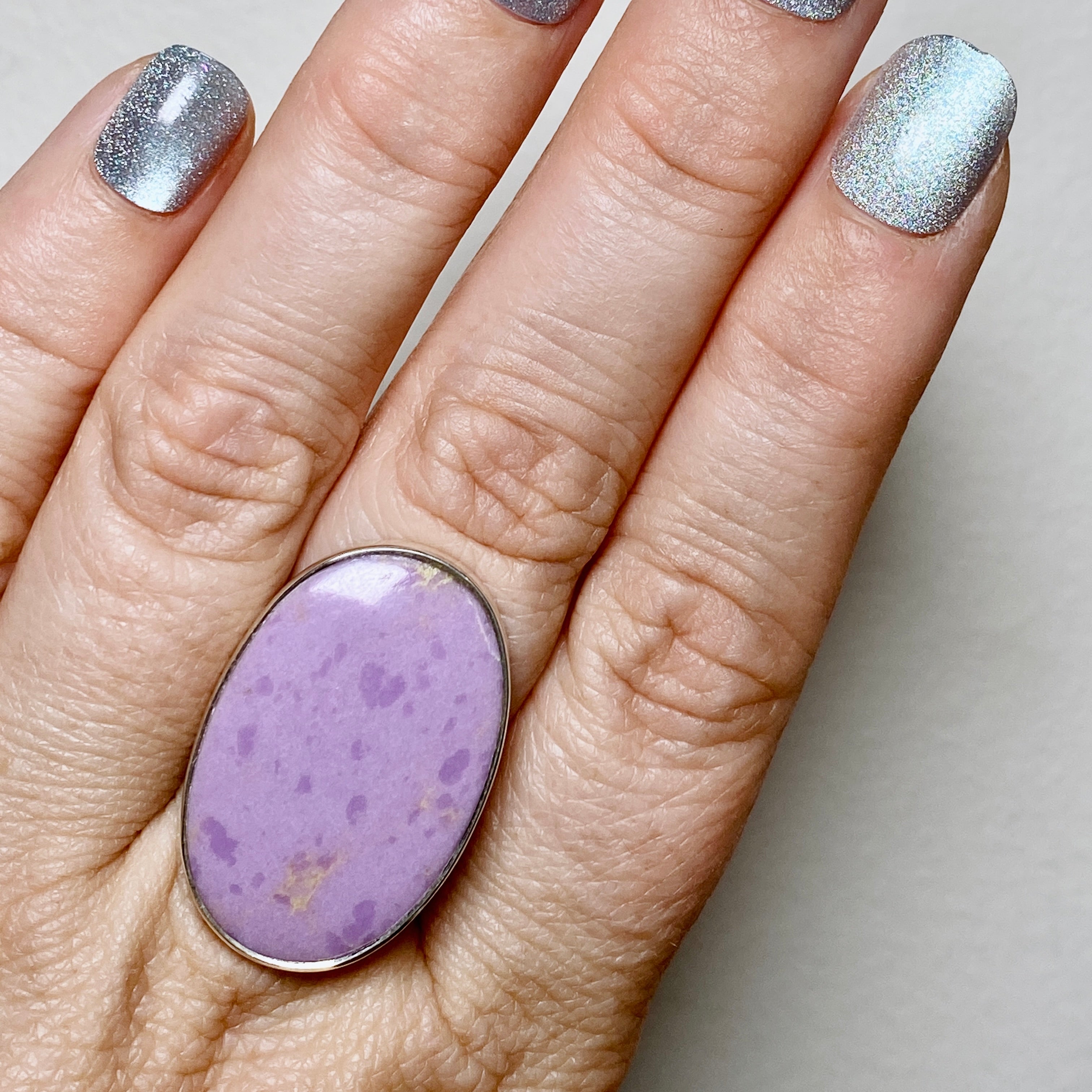 Natural Phosphosiderite Oval Cabochon Ring - Adjustable Size R5000PPD - Handmade Gemstone Jewelry for Women - Perfect for Everyday Wear, Gift Giving & Spiritual Healing