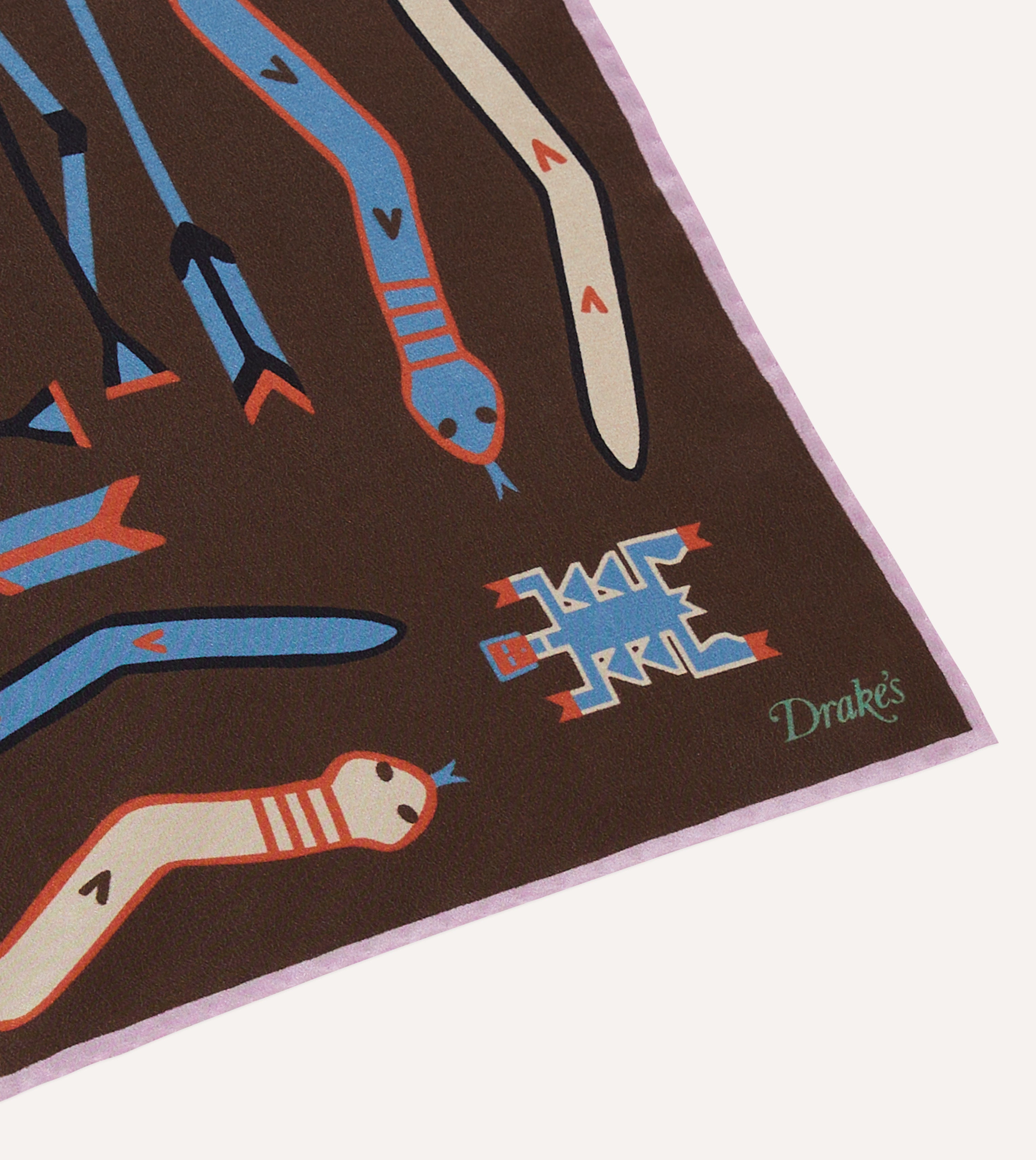 Elegant Brown & Pink Tribal Print Silk Pocket Square for Men - Perfect for Weddings, Business Meetings & Formal Events
