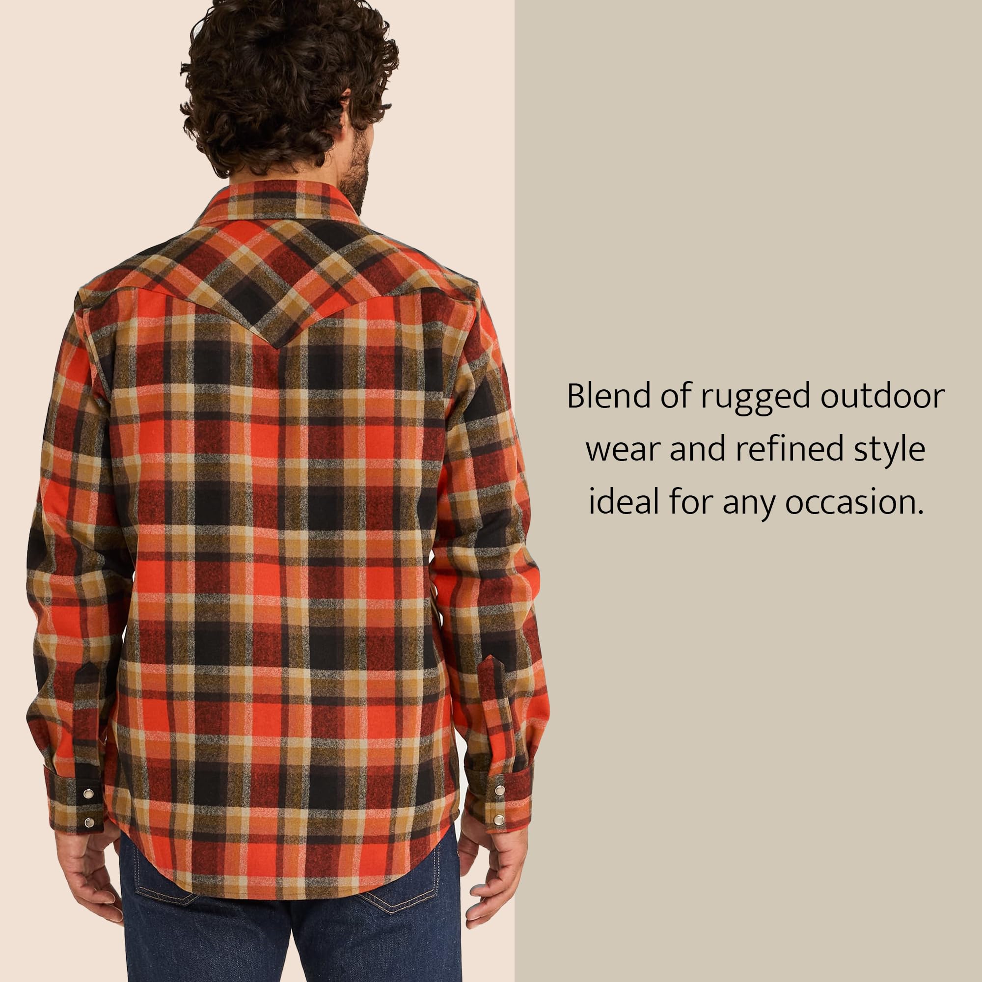 PENDLETON Men's Classic Wool Shirt - Flannel Plaid Long Sleeve Button Down for Outdoor Camping Hiking and Casual Wear