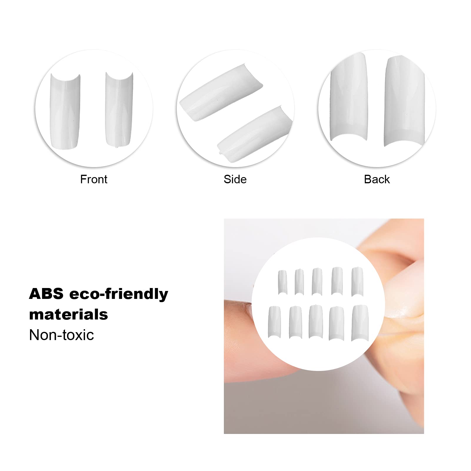 Professional Fake Nail Tips - Safe, Eco-Friendly & Sturdy Artificial Nails for Salon & Home Use | Perfect for Nail Art, Manicures & Cosmetics Stores (N5346-02)