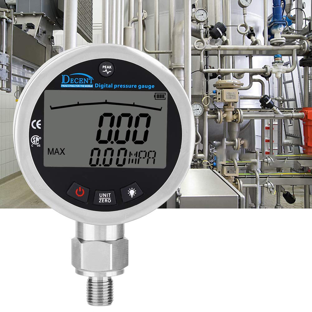 Digital Pressure Gauge 400BAR (0-40Mpa/5800PSI) with G1/4 Male Connector - Hydraulic Oil Gas Water Pressure Meter for Industrial, Automotive & HVAC Systems