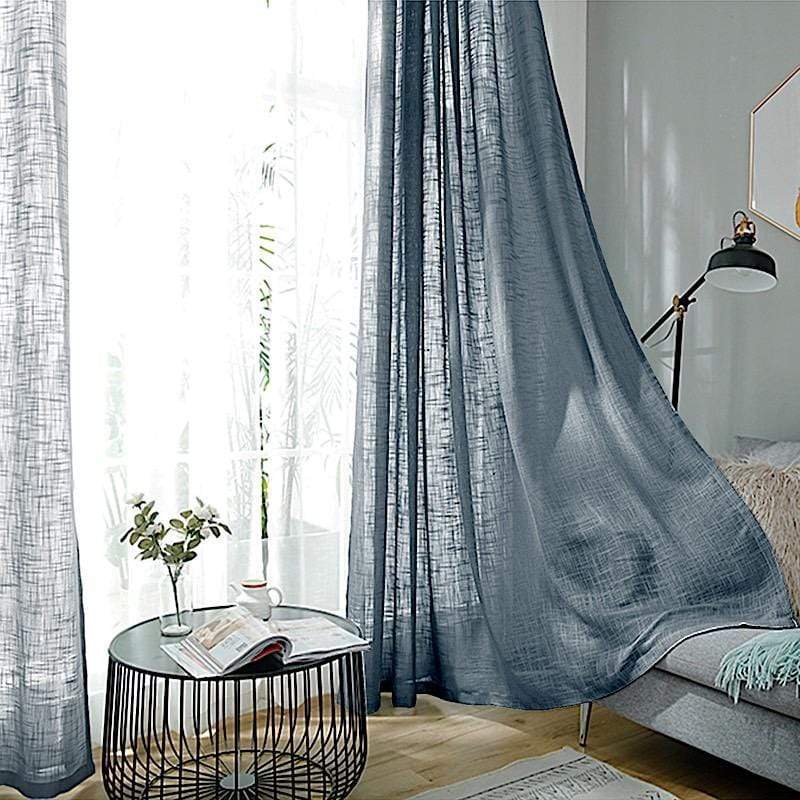 2 Pack 52x108 Inch Faux Linen Curtain Panels with Chrome Grommets - Blackout Window Drapes for Living Room, Bedroom & Home Decor