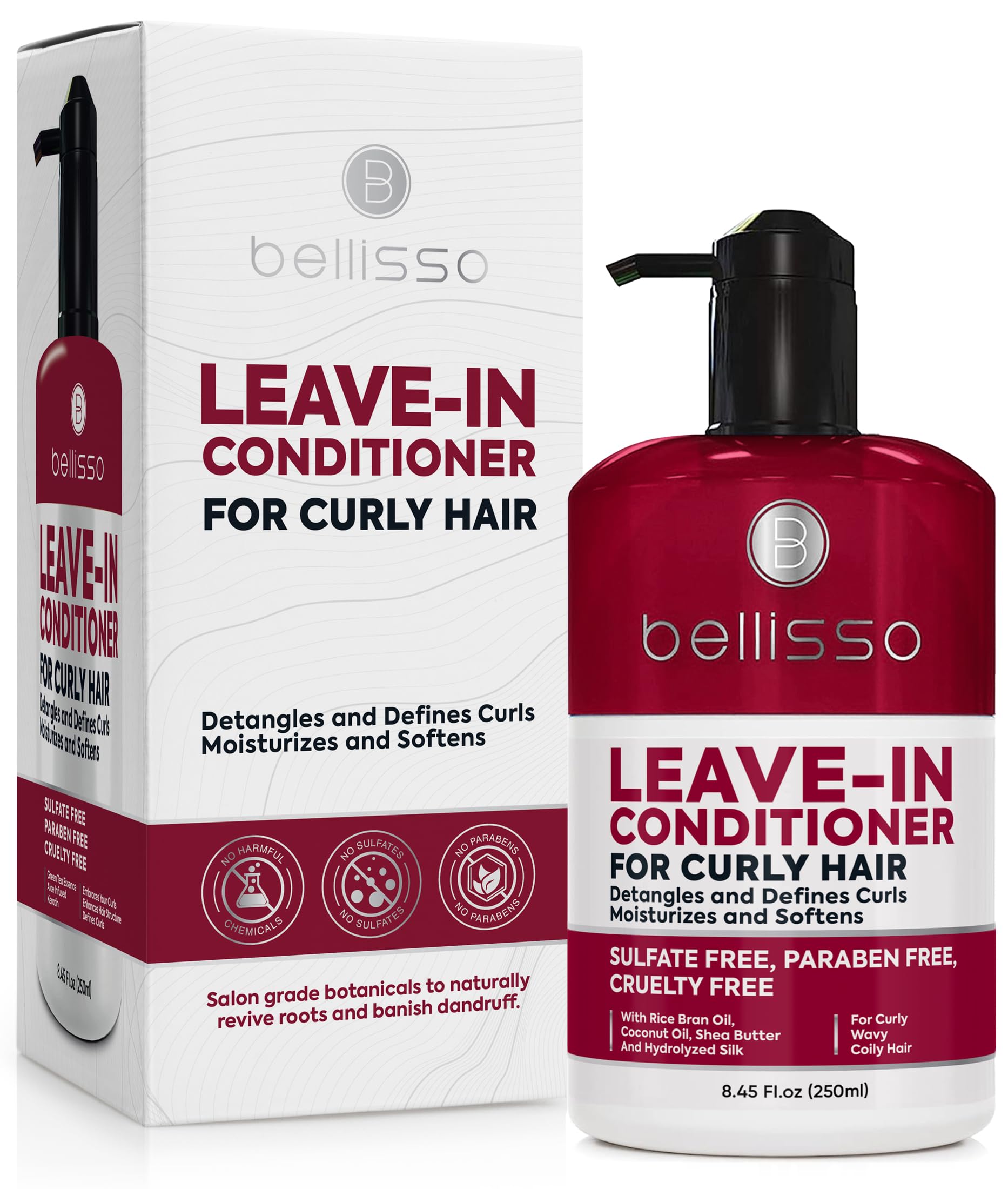 Best Leave-In Conditioner for Curly Hair - Frizz Control & Hydration for Women & Men - Repair Dry, Damaged, Wavy Hair - Sulfate-Free Detangler Cream with Shea Butter - Anti-Static Moisturizing Treatment for Daily Hair Care & Styling