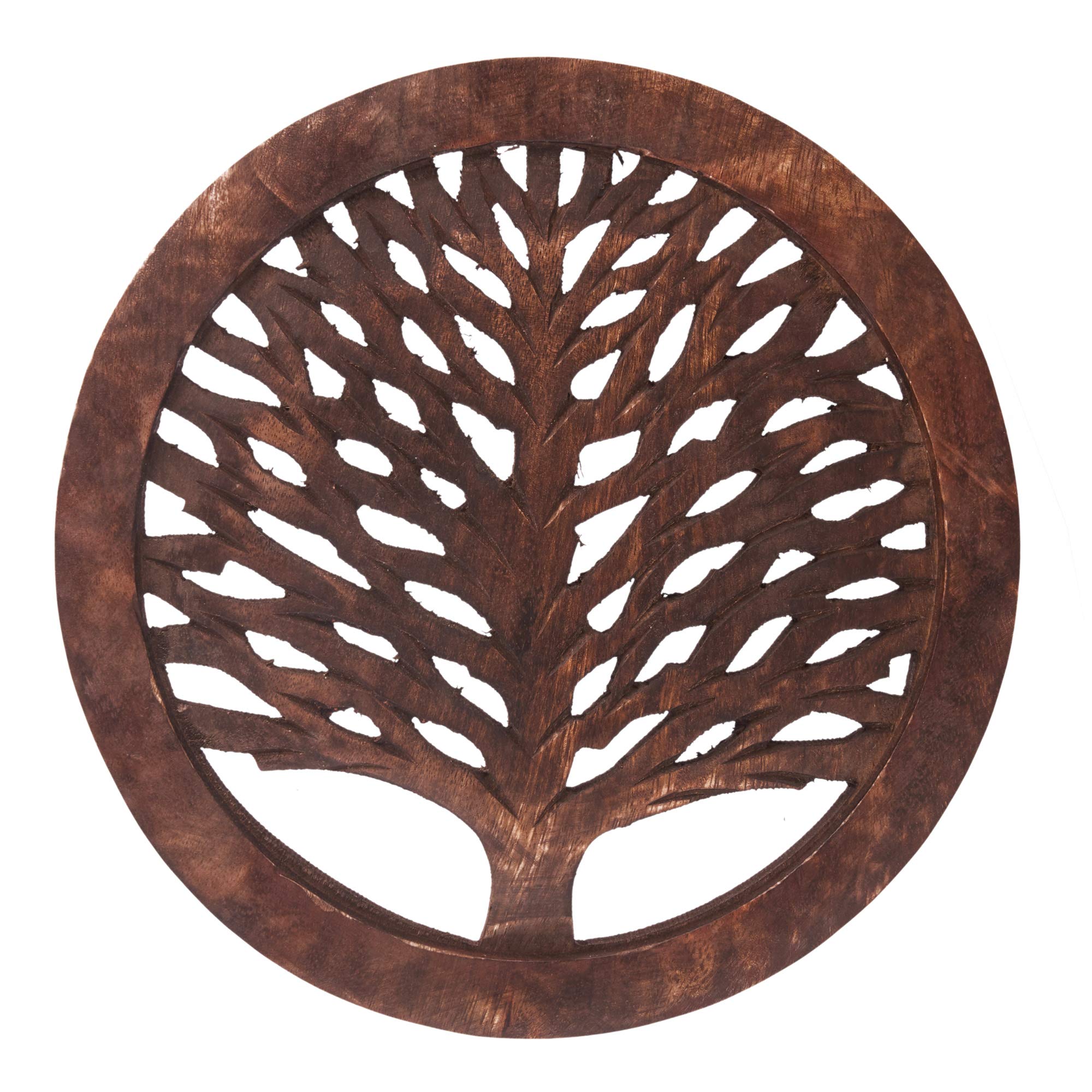 2 Pack Wooden Trivets for Hot Pots and Pans - 8 Inch Heat Resistant Non-Slip Kitchen Countertop Protectors with Tree of Life Design - Perfect for Dining Tables, Coffee Mugs, and Serving Dishes