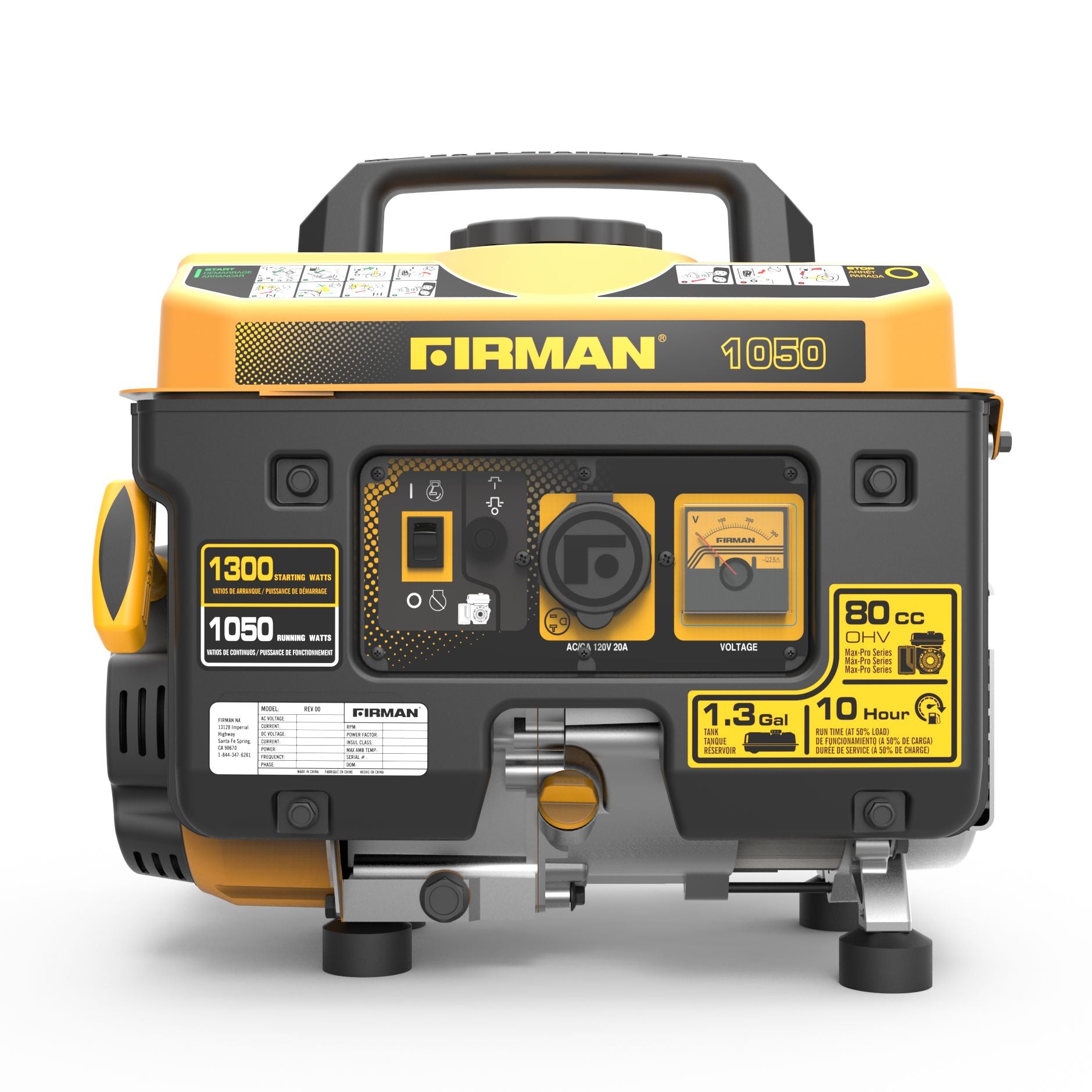 1300W Portable Gas Generator with Recoil Start - Reliable Power for Camping, Emergencies & Outdoor Activities