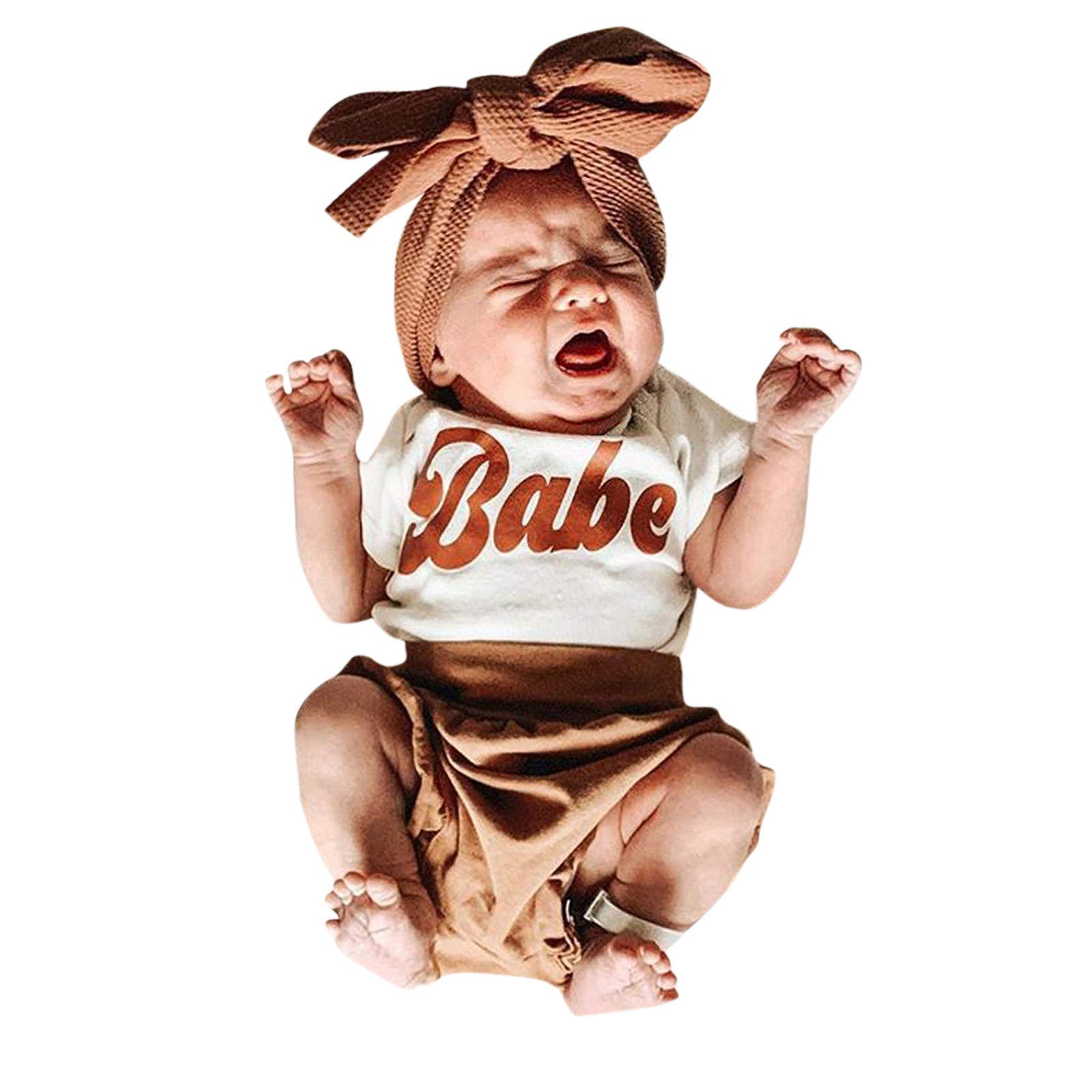 Newborn Baby Girl Outfits Set - Letter Print Romper, Pants & Hairband - Cute White Infant Clothes for 0-24 Months | Perfect for Photoshoots, Birthday Parties & Daily Wear
