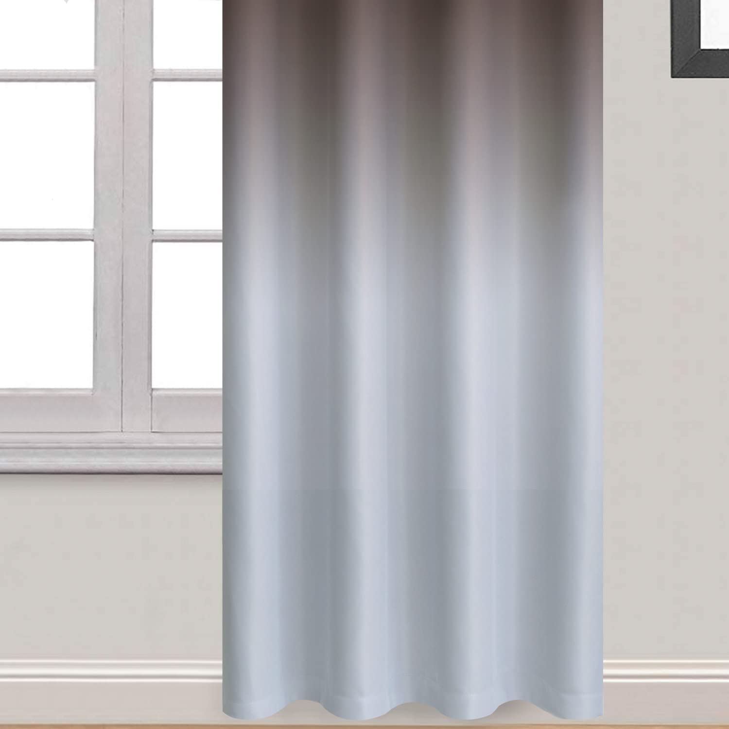 Yakamok 84 Inch Long Brown & Greyish White Blackout Curtains - Room Darkening Ombre Gradient Window Drapes with Grommets for Bedroom (52x84 Inch, 2 Panels) - Perfect for Light Control & Privacy in Living Room, Nursery, or Home Theater