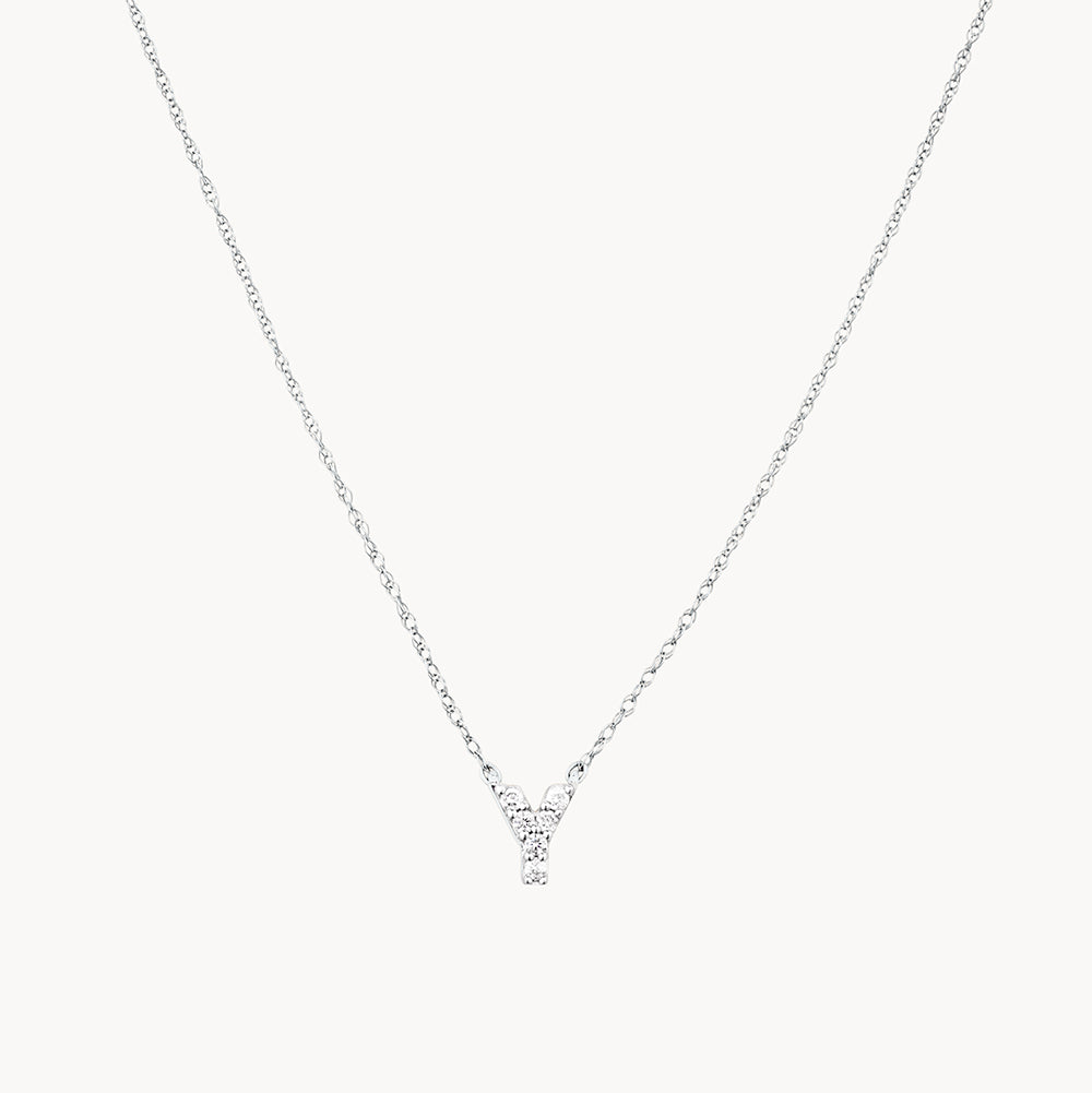 Elegant Diamond Letter Y Necklace in Sterling Silver - Perfect for Gifts, Anniversaries & Special Occasions