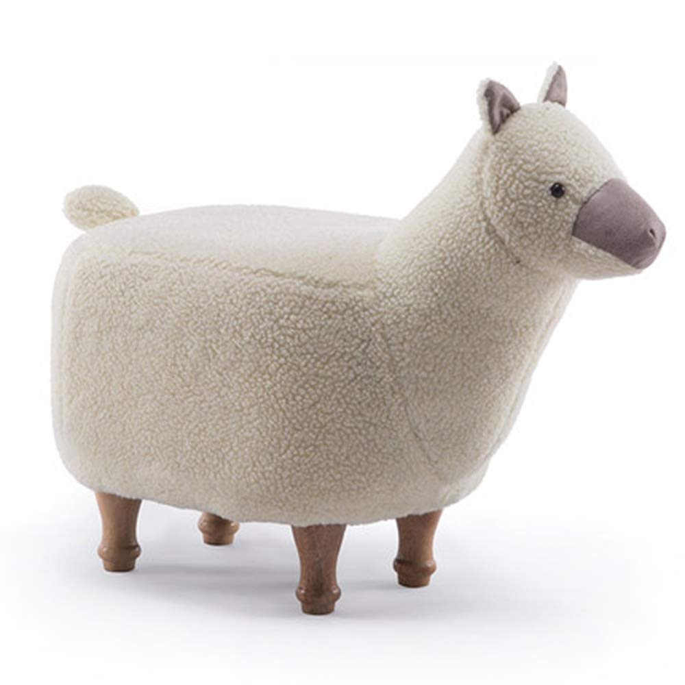 Zhangmeiren Cartoon Alpaca Shoe Storage Ottoman - White, Multi-Functional Entryway Bench for Changing Shoes, Living Room Seating & Home Decor