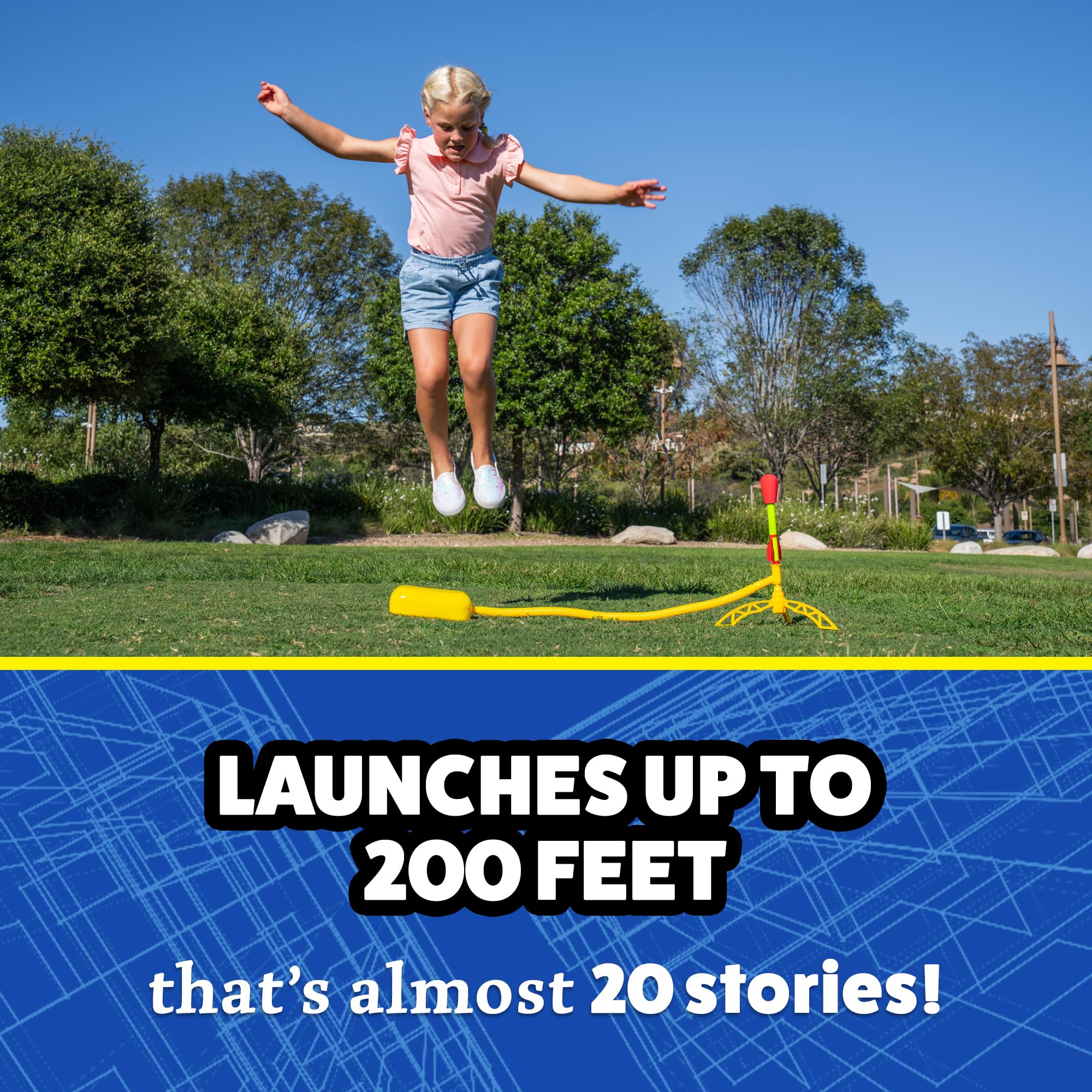 Stomp Rocket Ultra Rocket Launcher for Kids - Outdoor STEM Toy with 4 Foam Rockets & Adjustable Launch Stand - High Flying Backyard Game for Boys & Girls Ages 5-12 - Perfect Birthday Gift for Outdoor Play, Park Adventures & Family Fun