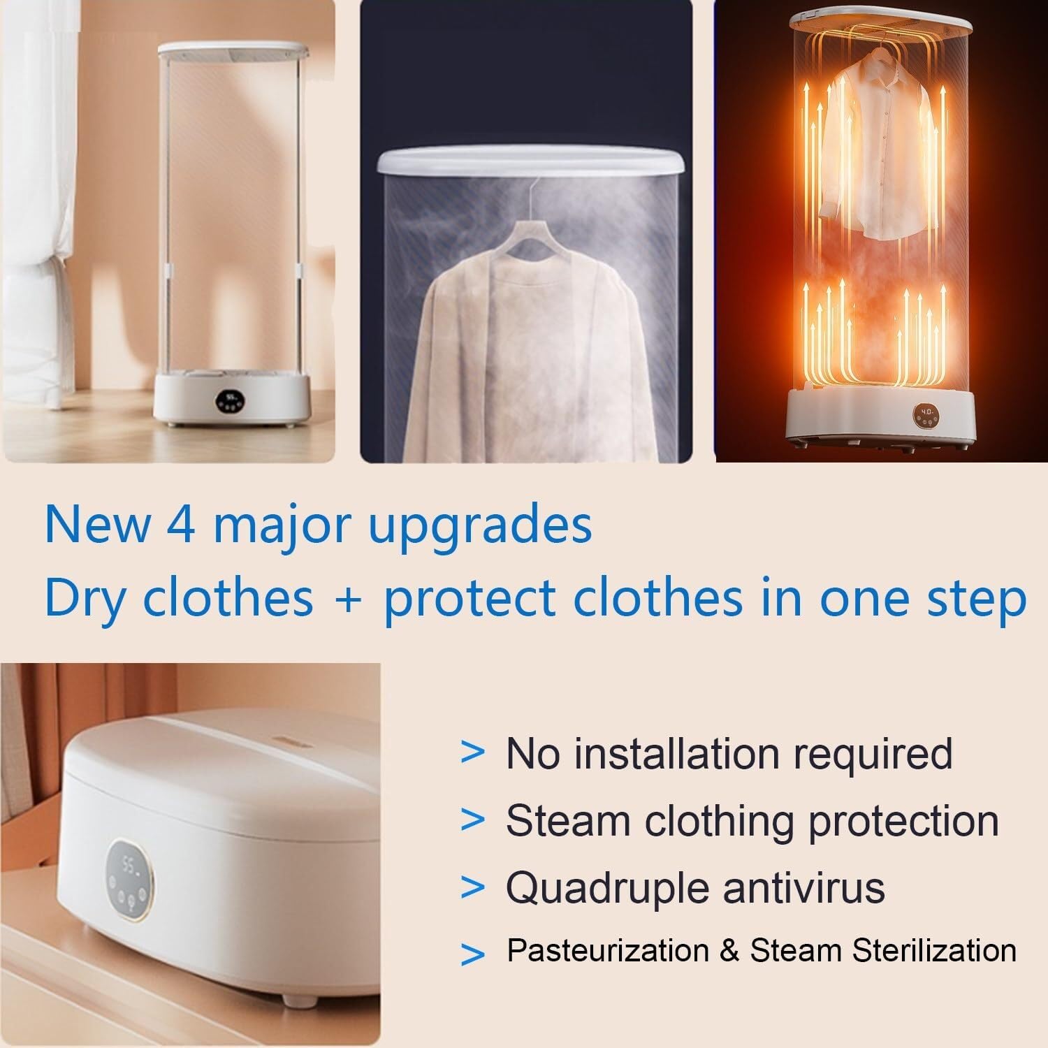 Portable Electric Clothes Dryer with Auto Ironing - Compact Steam Drying Smart Machine for Travel, RV & Home Use - Perfect for Lightweight Clothing & Quick Drying on the Go