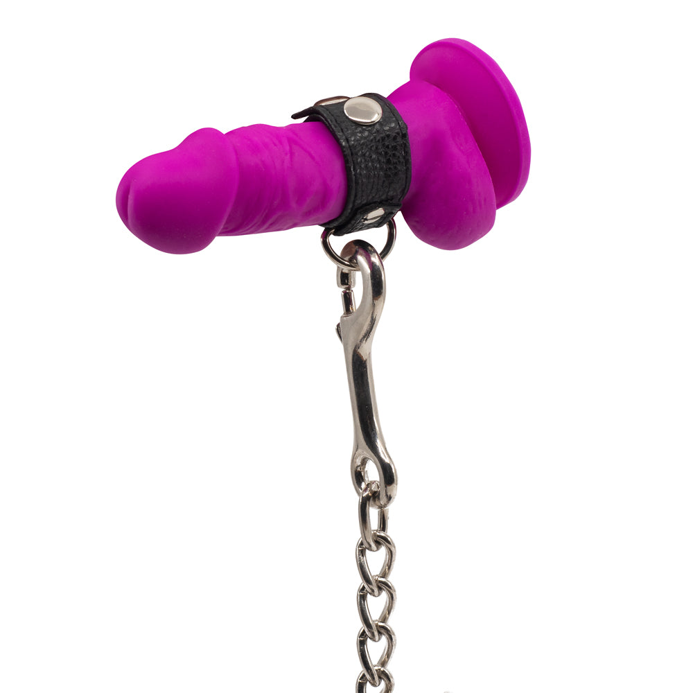 Premium Faux Leather Snap Button Cock Ring with D-Ring - Adjustable Strap for Enhanced Pleasure - Perfect for Couples Play & BDSM Scenes